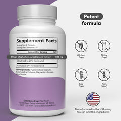 Vital Peak Shilajit ingredients label emphasizing transparency and quality.