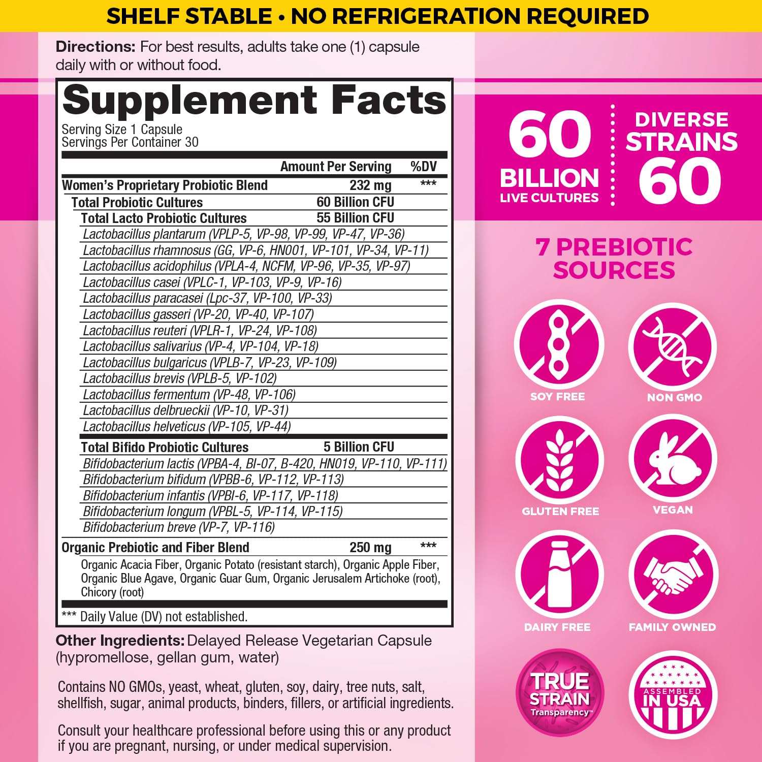 Close-up of Vital Flora 60B CFU probiotic strains for diverse gut health.