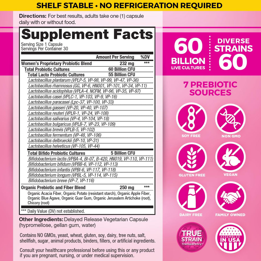 Close-up of Vital Flora 60B CFU probiotic strains for diverse gut health.