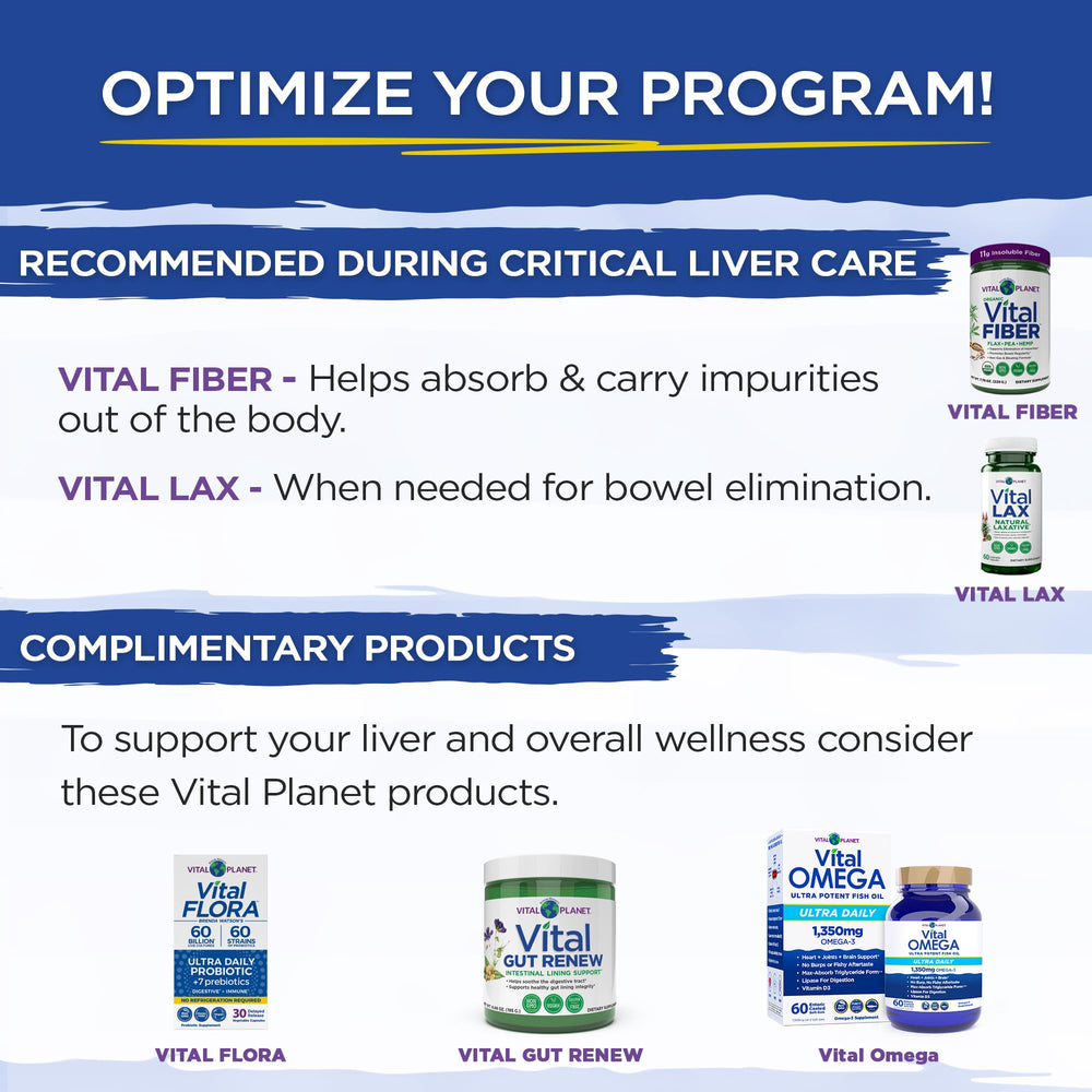 Packaging front of Vital Planet Critical Liver Care signals gentle daily support.