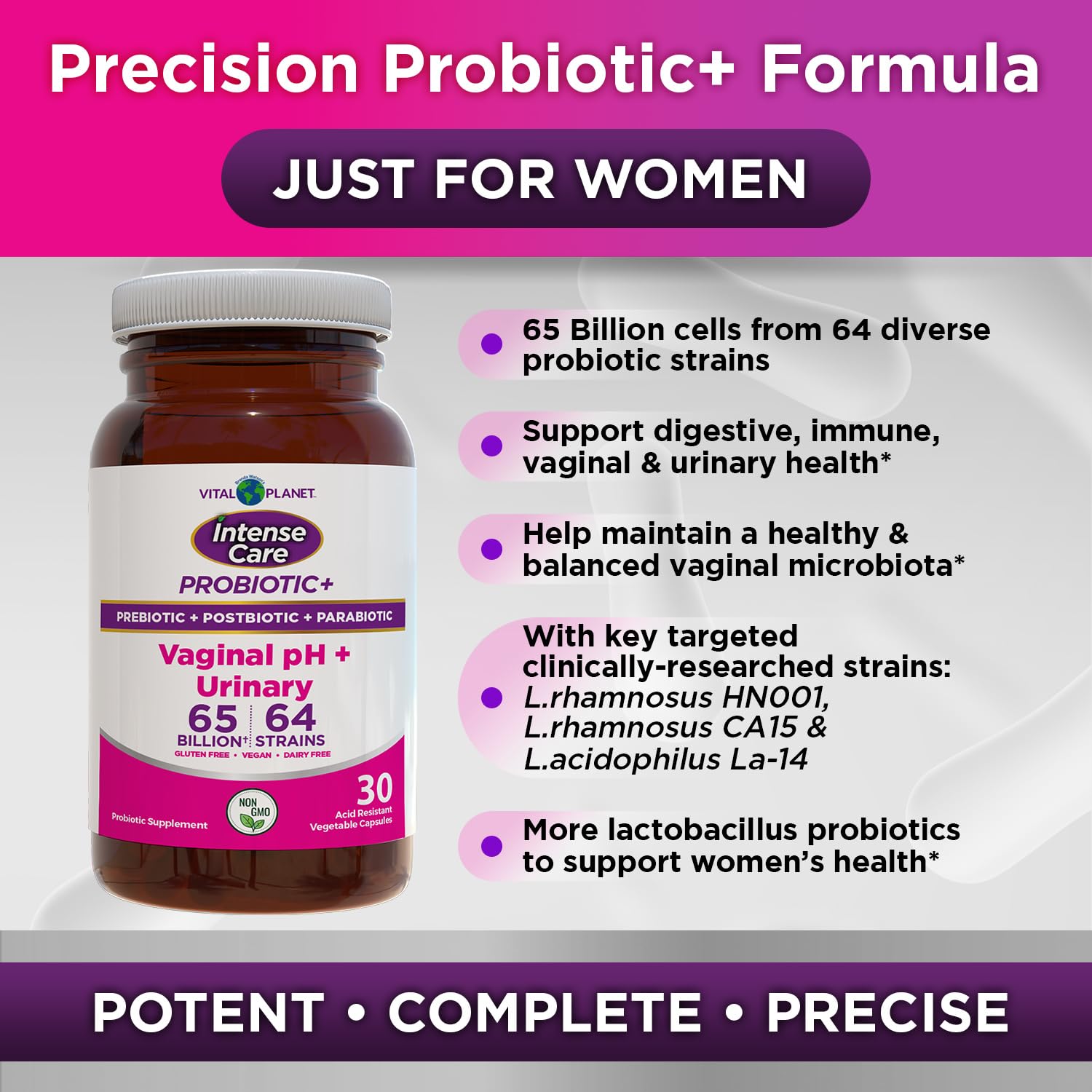 Vital Planet acid-resistant capsules designed to reach the intestinal tract.