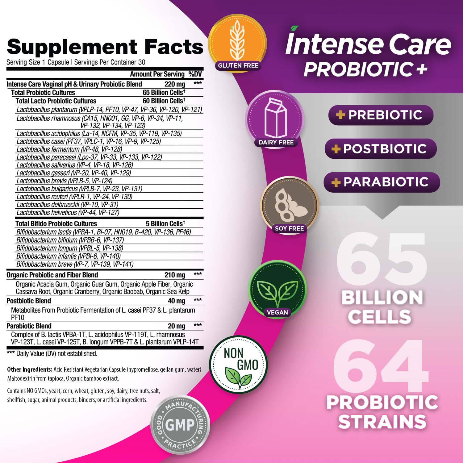Vital Planet capsules display 65B CFU for comprehensive gut and immune support.