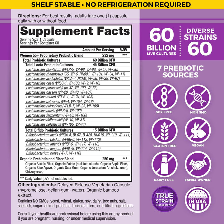 Vital Flora 60-strain blend illustration communicates diverse gut support