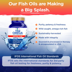 Wild-caught sourcing image signals sustainable origins for Vital Omega Critical Care.