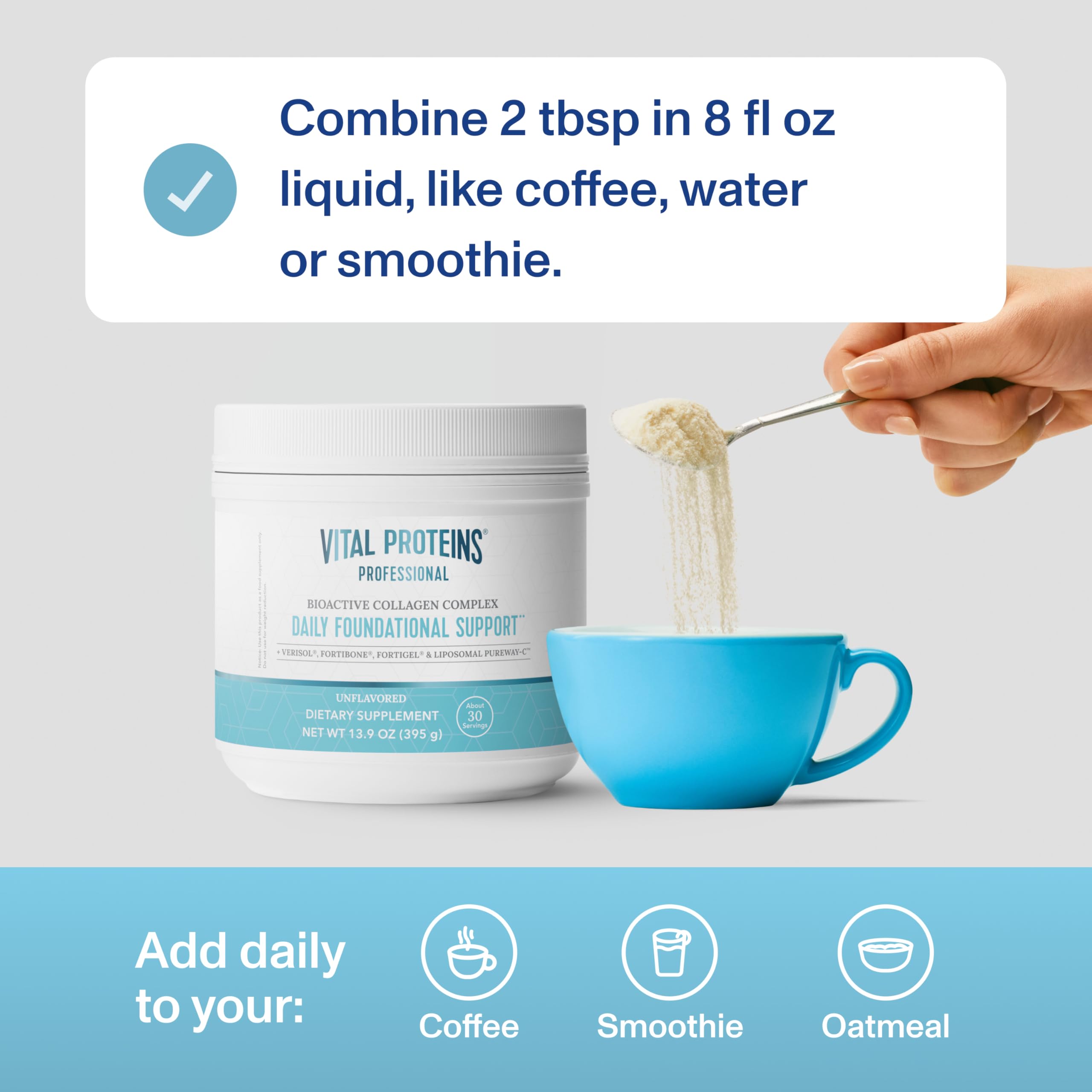 Vital Proteins Bioactive collagen close-up showing skin texture and nail health cues.