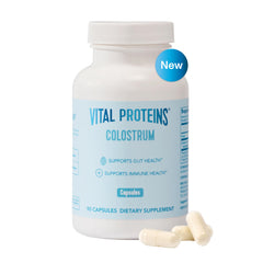Vital Proteins bovine colostrum capsules bottle for easy daily immune support.