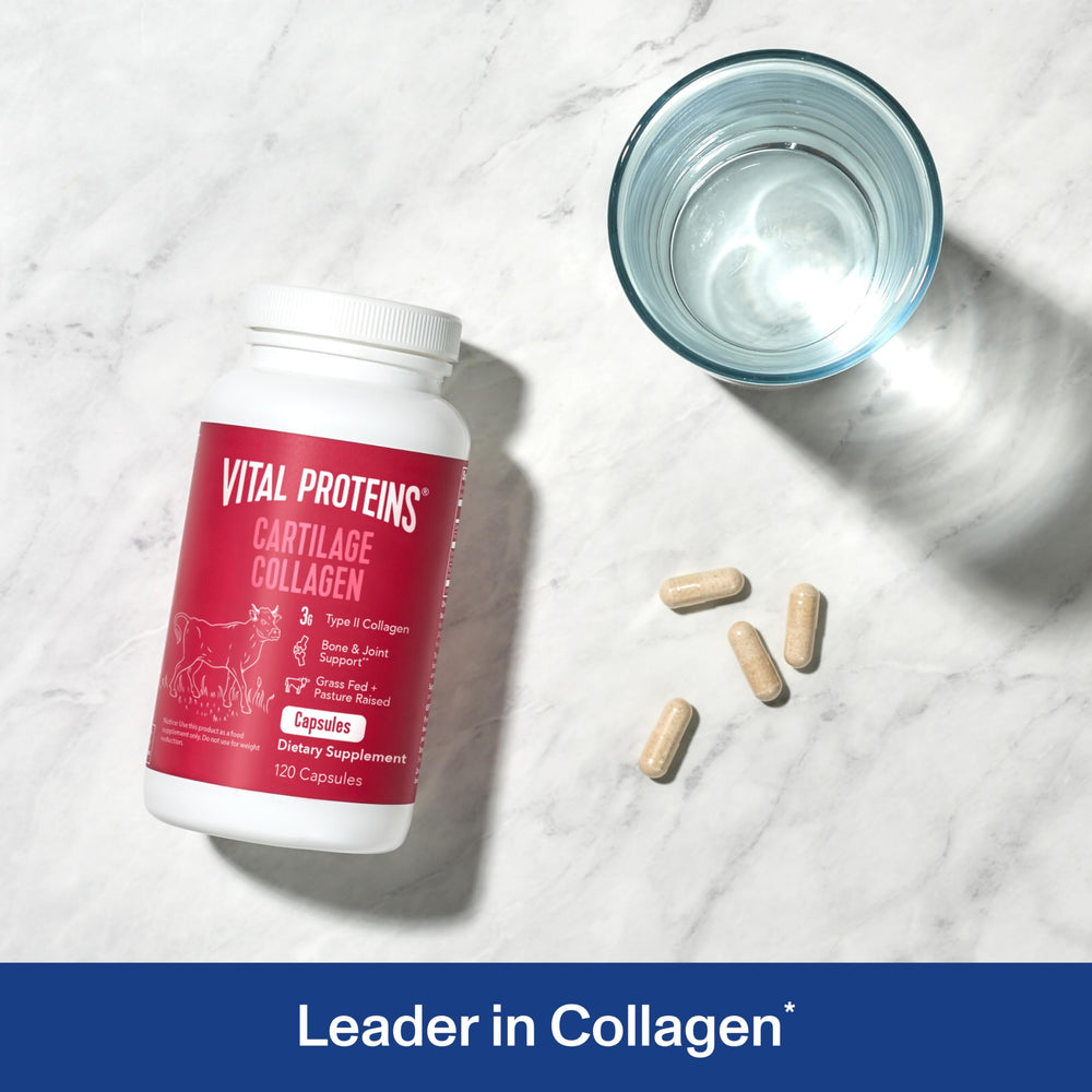 Vital Proteins Cartilage capsules serving display shows a 750 mg daily dose.