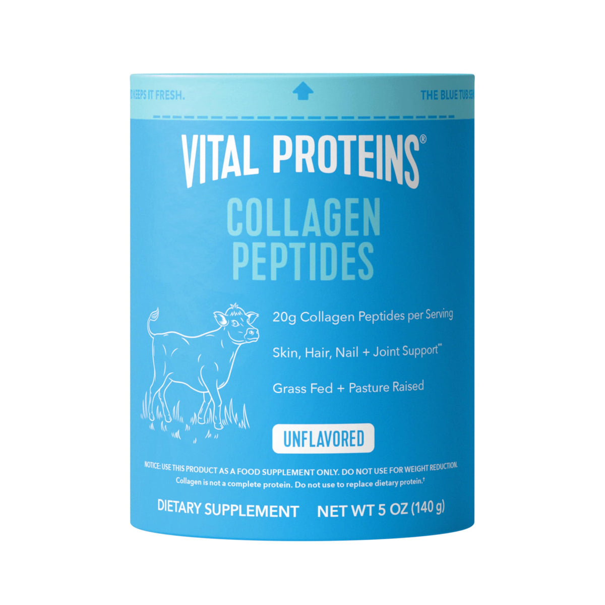 Vital Proteins Colágeno en polvo en bote con foco en cabello, piel y uñas