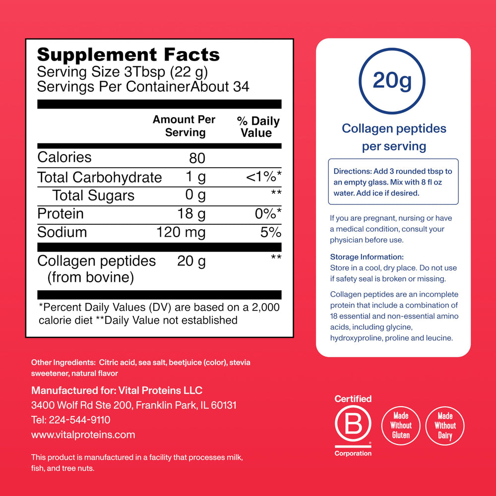 Vital Proteins Ice Pop collagen pour showing quick dissolving formula in cold beverages.