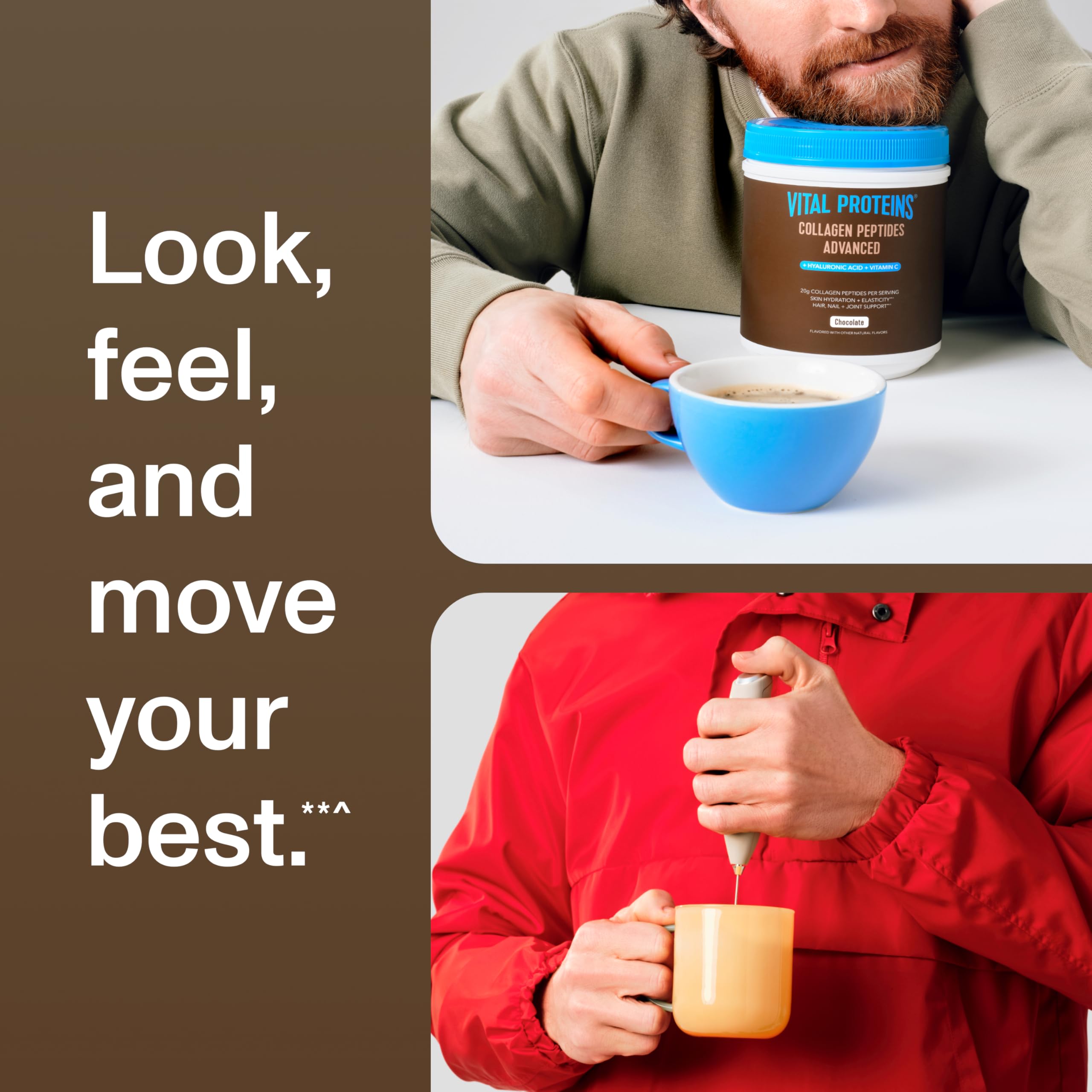 Vital Proteins Collagen Peptides Advanced chocolate yogurt bowl; convenient daily supplement in snacks.