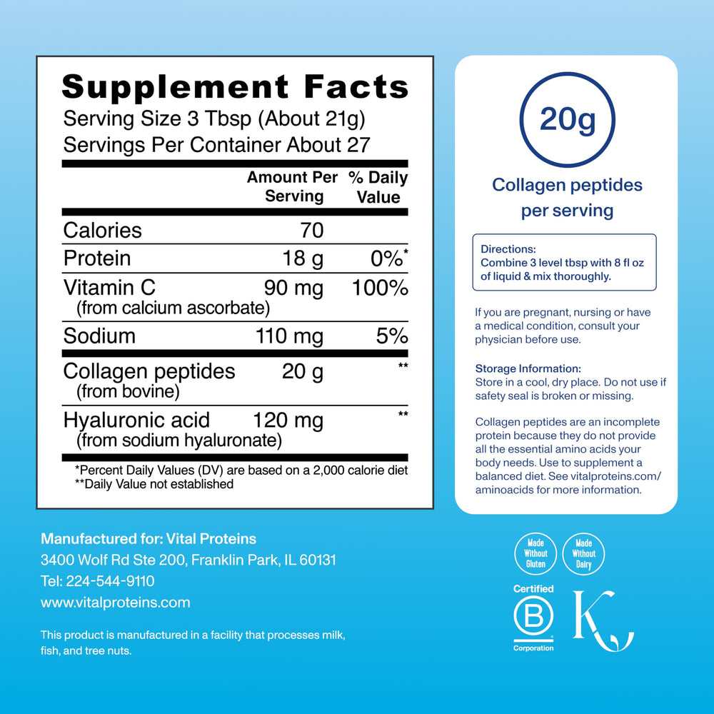 Grass-fed bovine collagen source highlighting clean ingredients.