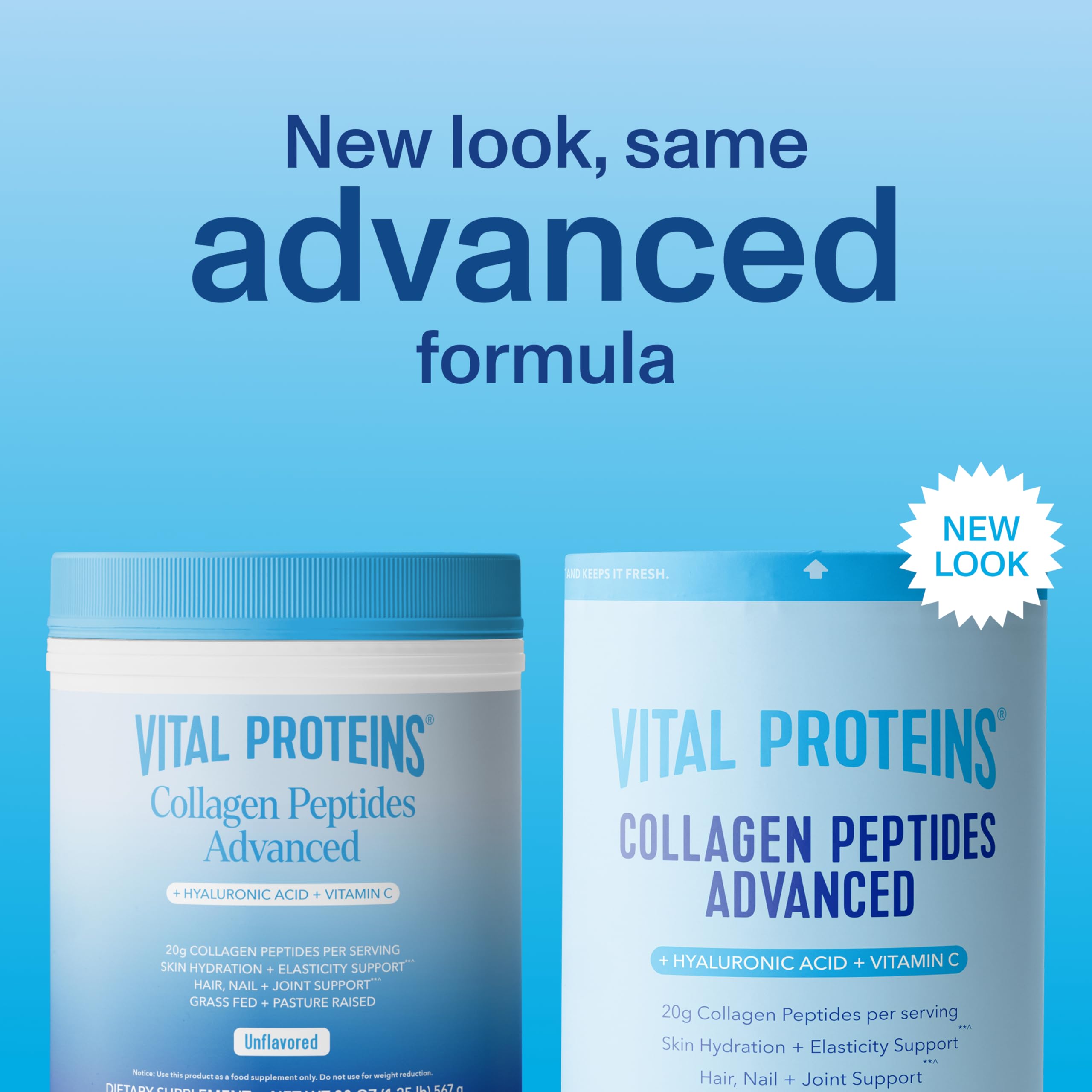 Vital Proteins Collagen Peptides Advanced scoop shows serving size.