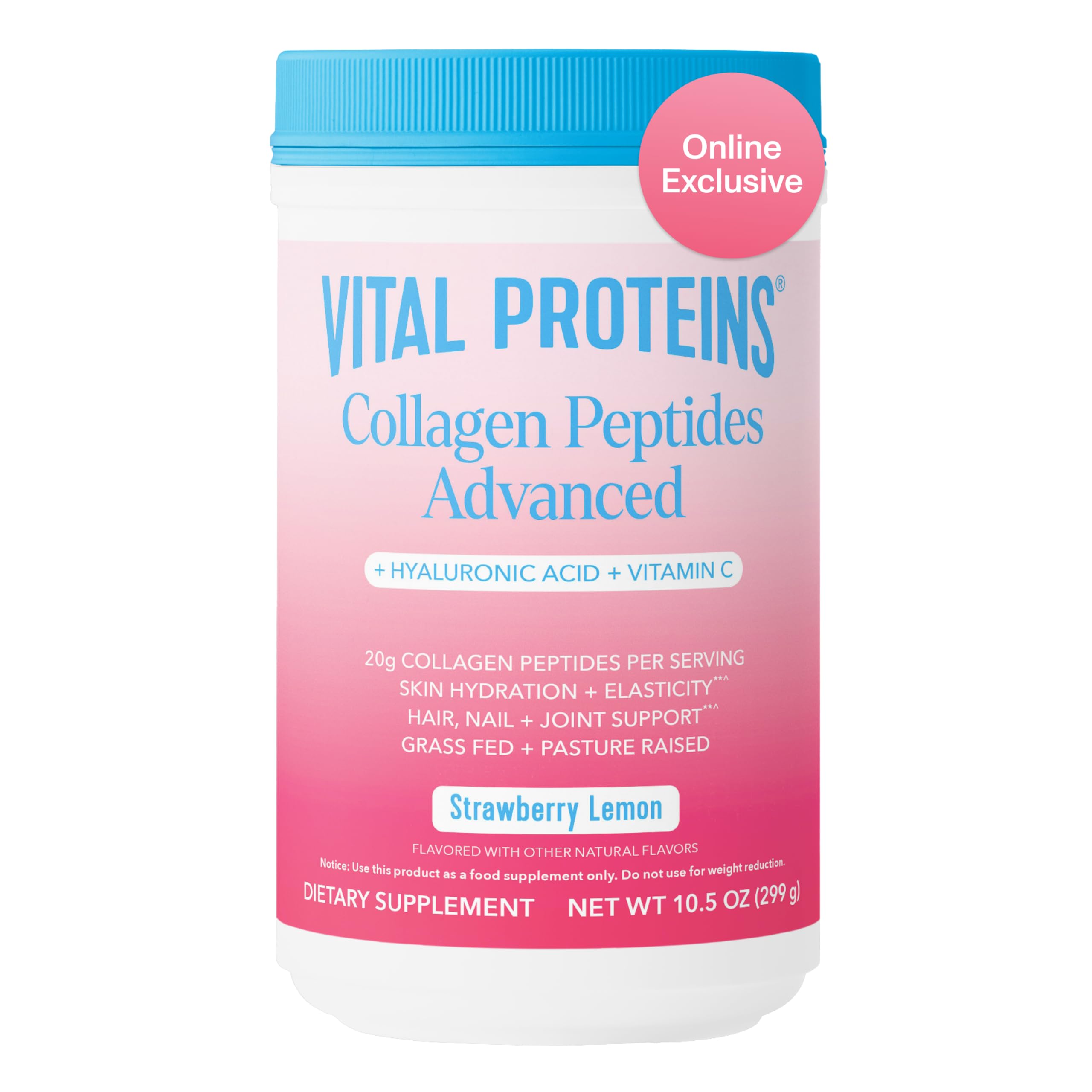 Vital Proteins Collagen Peptides Advanced strawberry lemon scoop dissolves easily in drinks