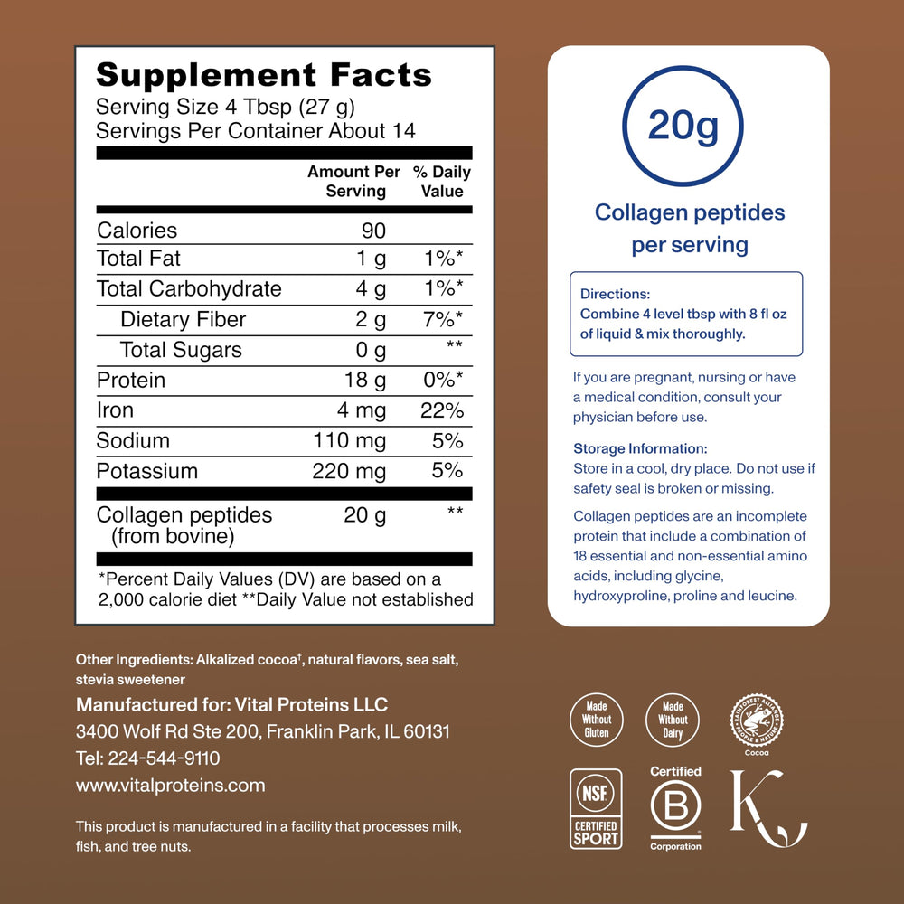 Vital Proteins Collagen Peptides Chocolate shake with smooth texture