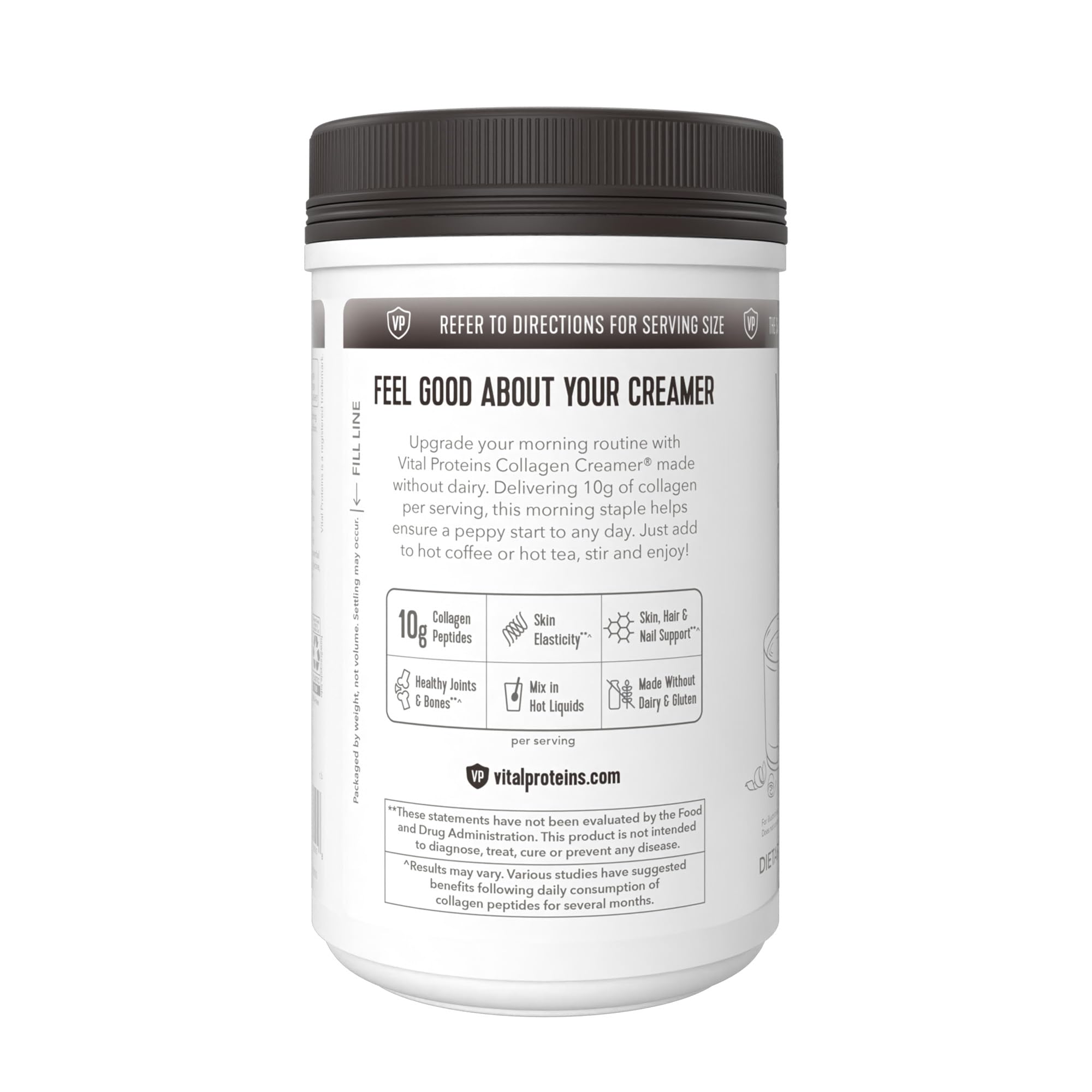Dairy-free and gluten-free Vital Proteins creamer label signaling dietary compatibility