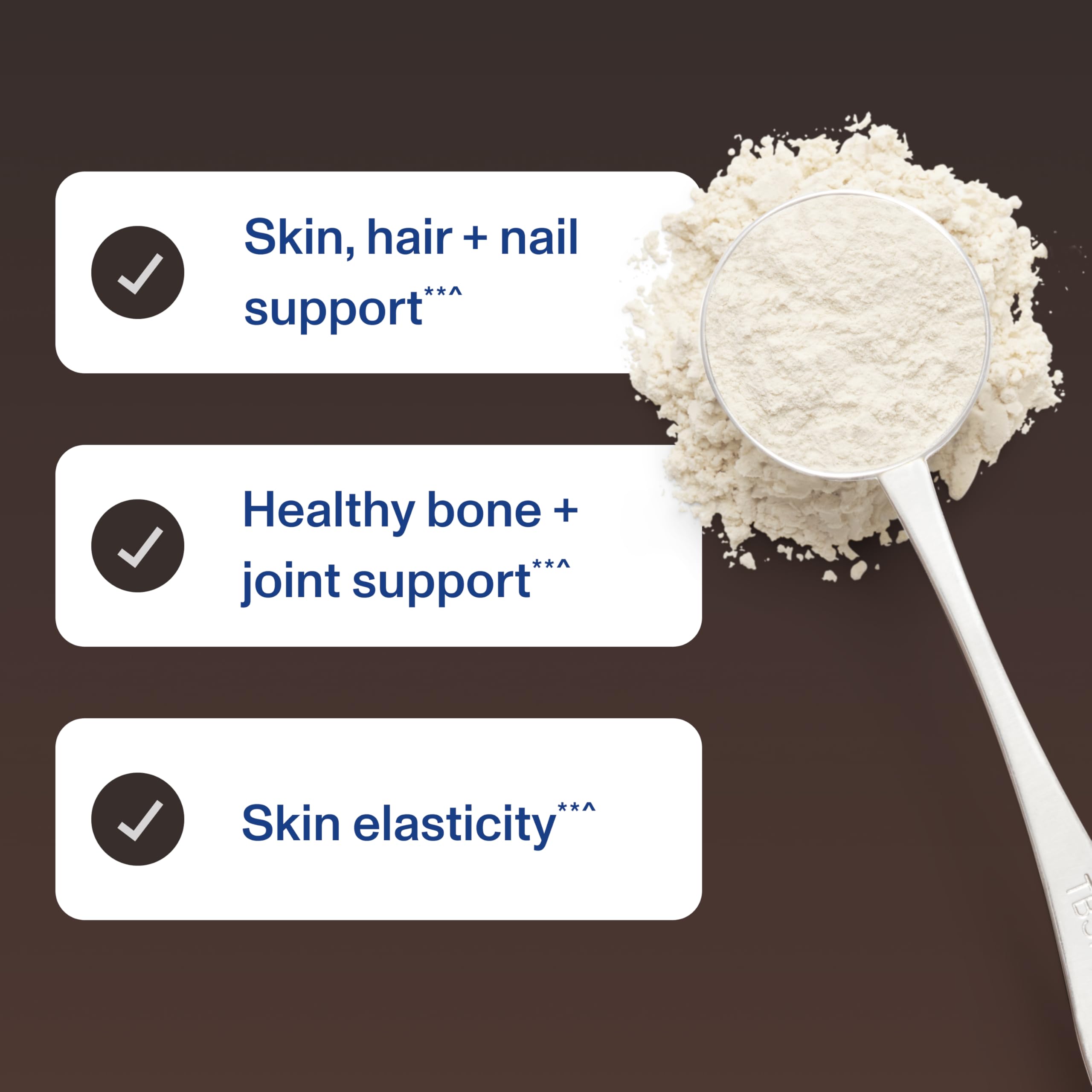 Scoop of Vital Proteins collagen peptides beside a mug for easy mixing