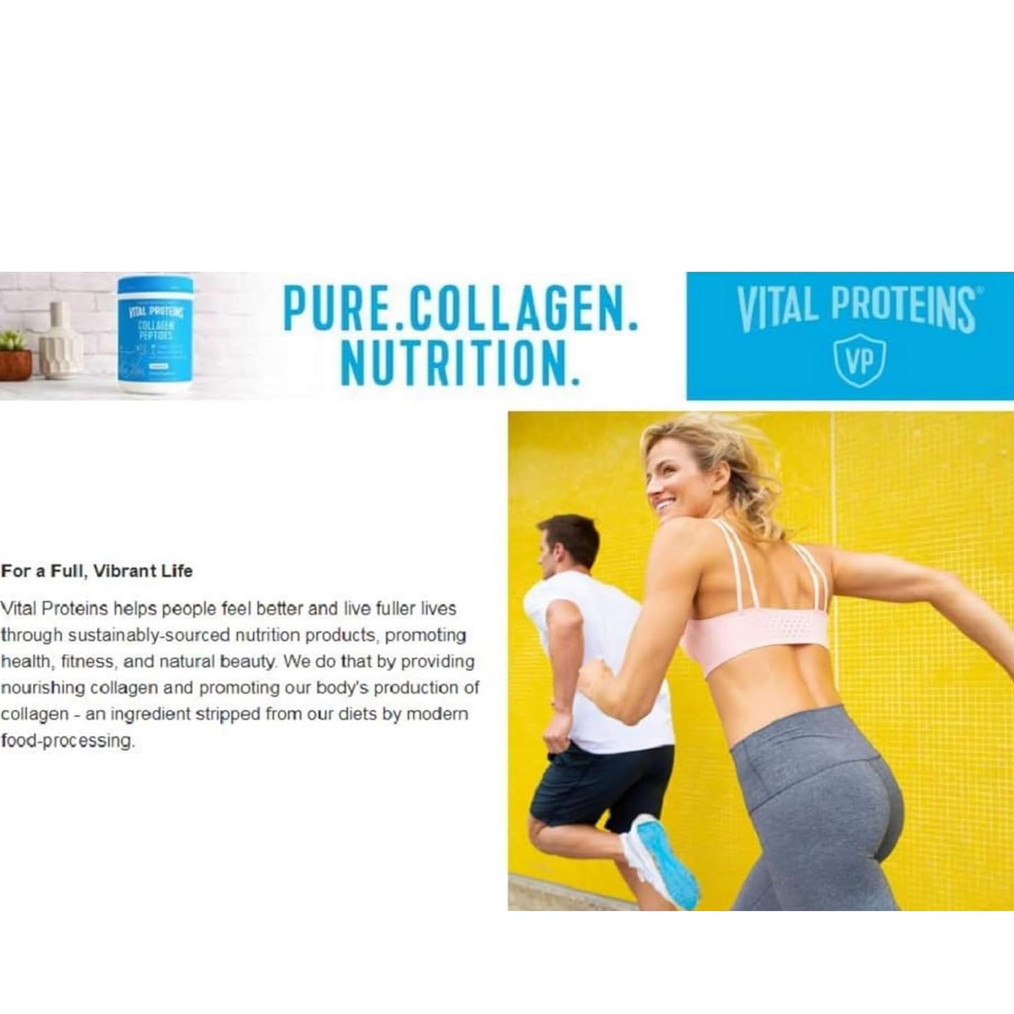 Vital Proteins Collagen Peptides lifestyle image features morning shake use.