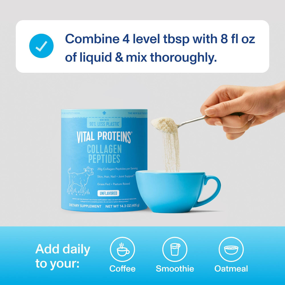 Vital Proteins Collagen Peptides nutrition label close-up with sugar per serving.