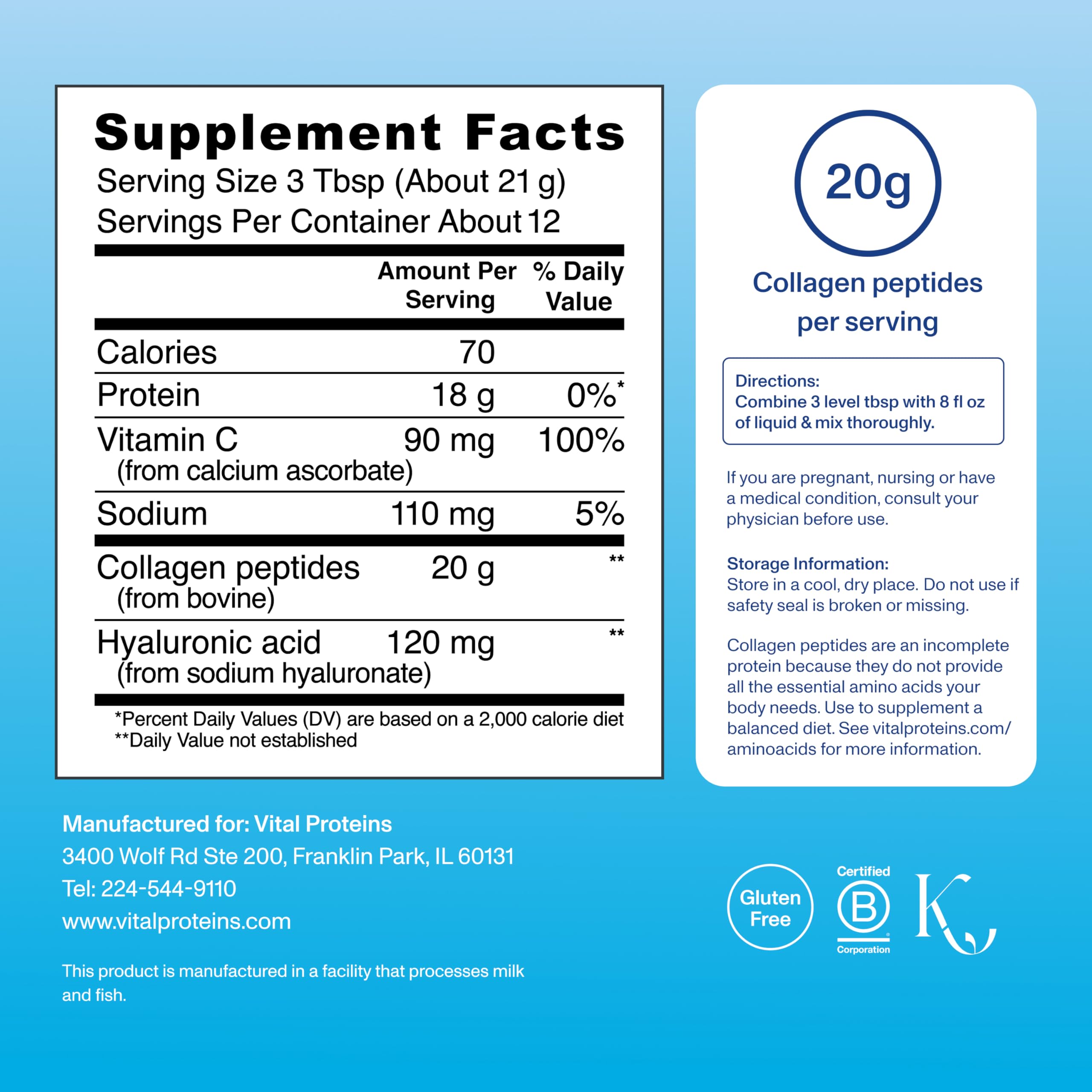 Vital Proteins Collagen Peptides unflavored blends into tea for hydration