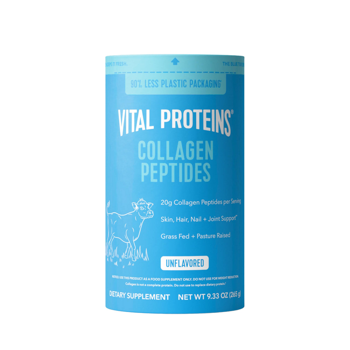 Vital Proteins collagen peptides powder jar for easy daily supplementation to hair, skin, and nails