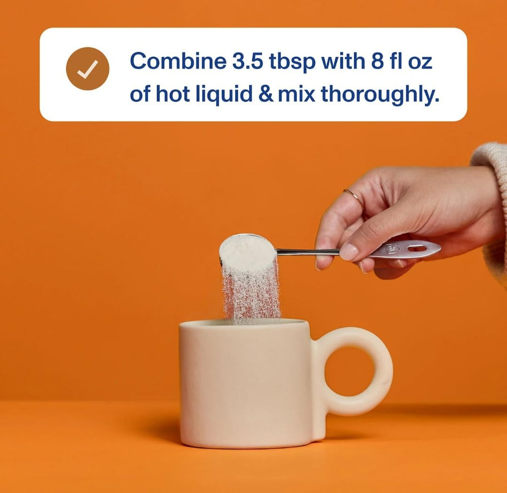 Vital Proteins collagen peptides salted caramel dissolved in a drink during a morning routine