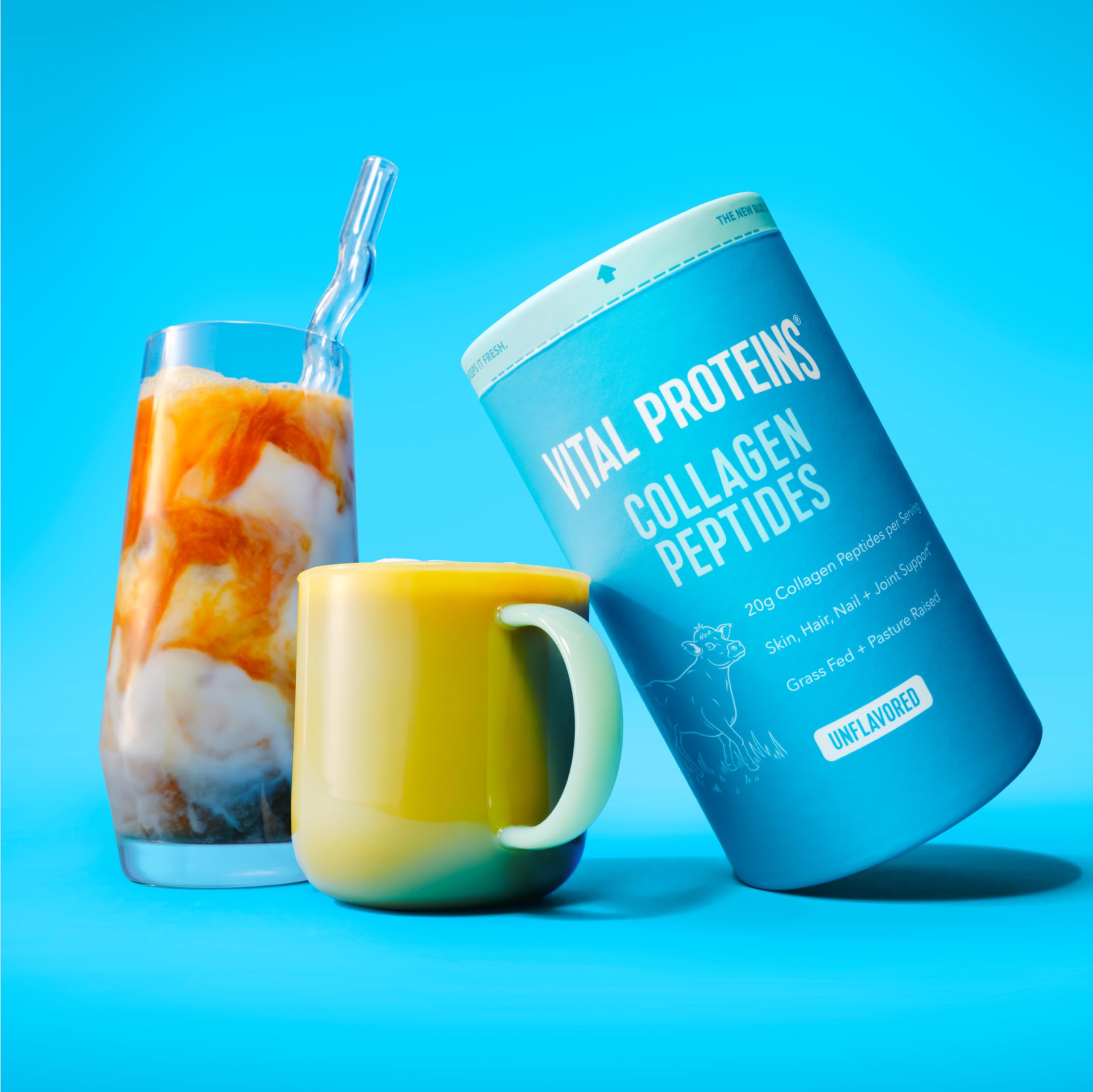 Vital Proteins collagen peptides scoop showing convenient serving size for blending