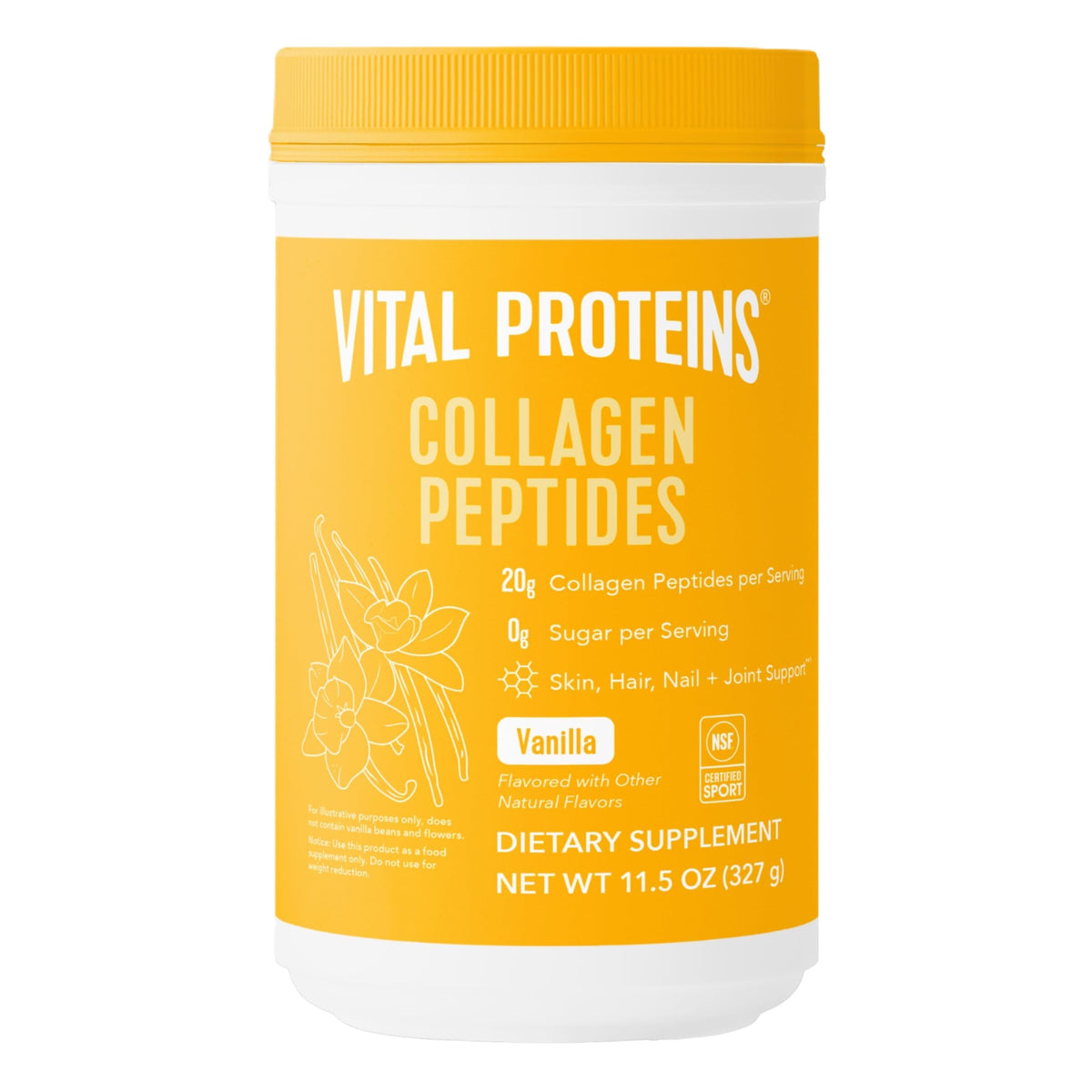 Vital Proteins Collagen Peptides Vanilla bottle shown for easy daily mix in coffee