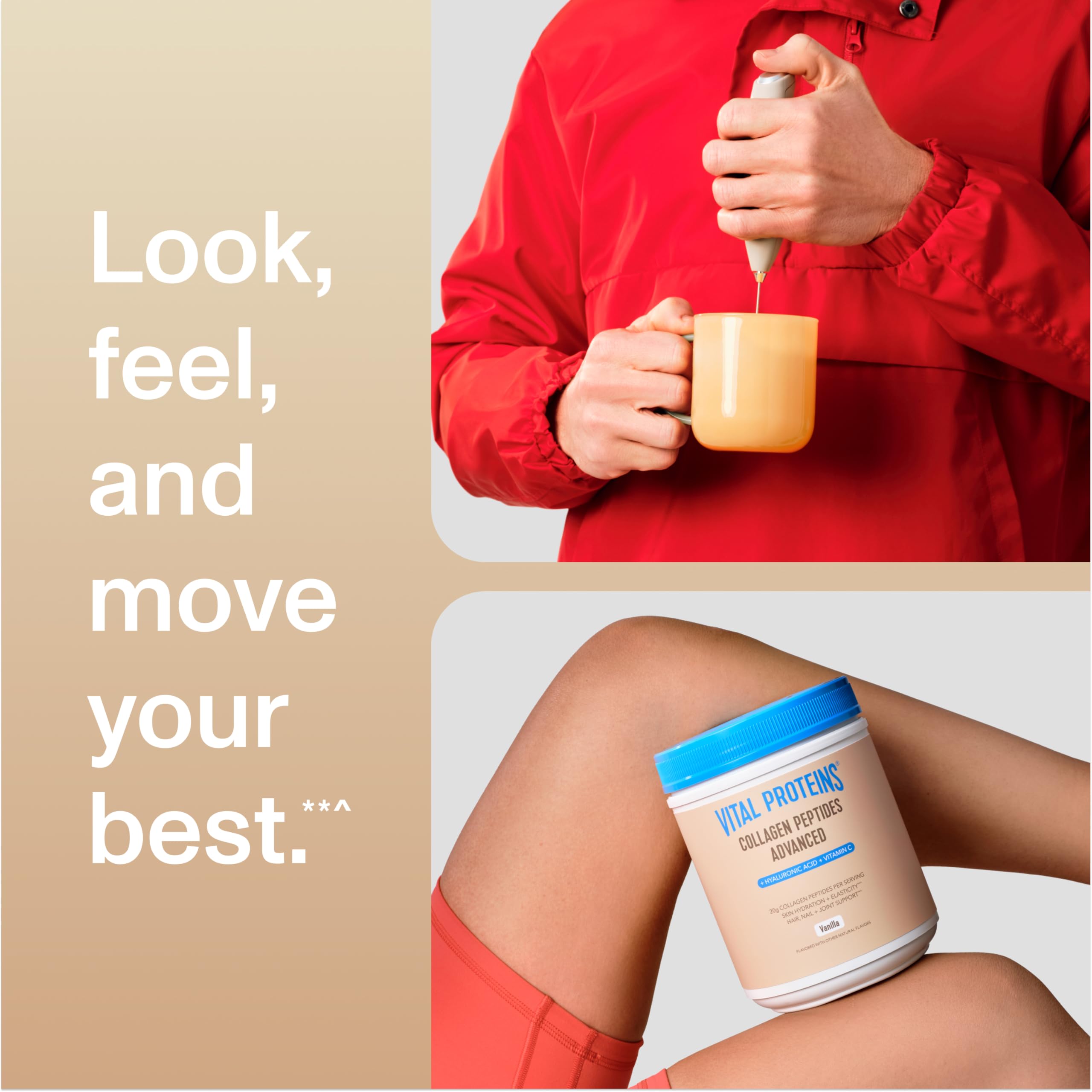Vital Proteins collagen peptides vanilla glass-stir captures convenient dissolving in drinks