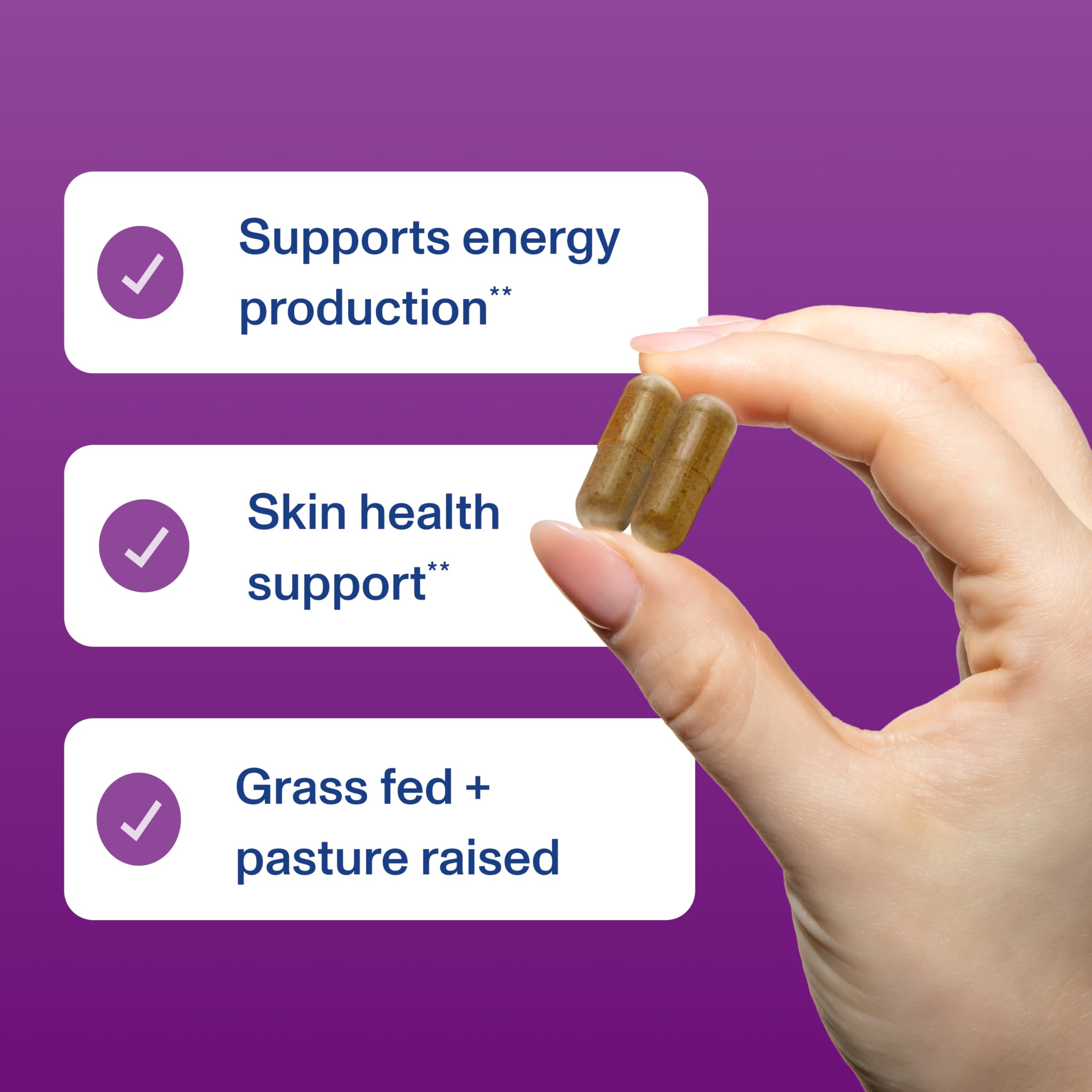 Vital Proteins desiccated liver capsules packaging close-up with label and ingredients