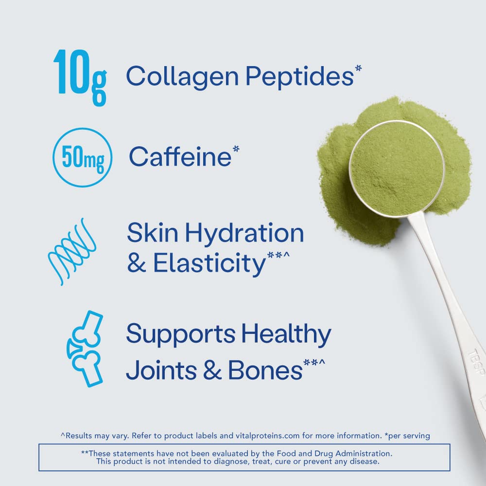 Vital Proteins Matcha Collagen powder ready to mix into a drink