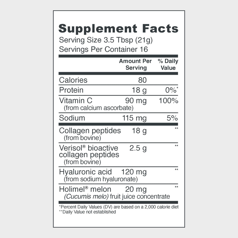 Vital Proteins Skin Complex powder scoop highlights convenient unflavored mix for skin hydration.