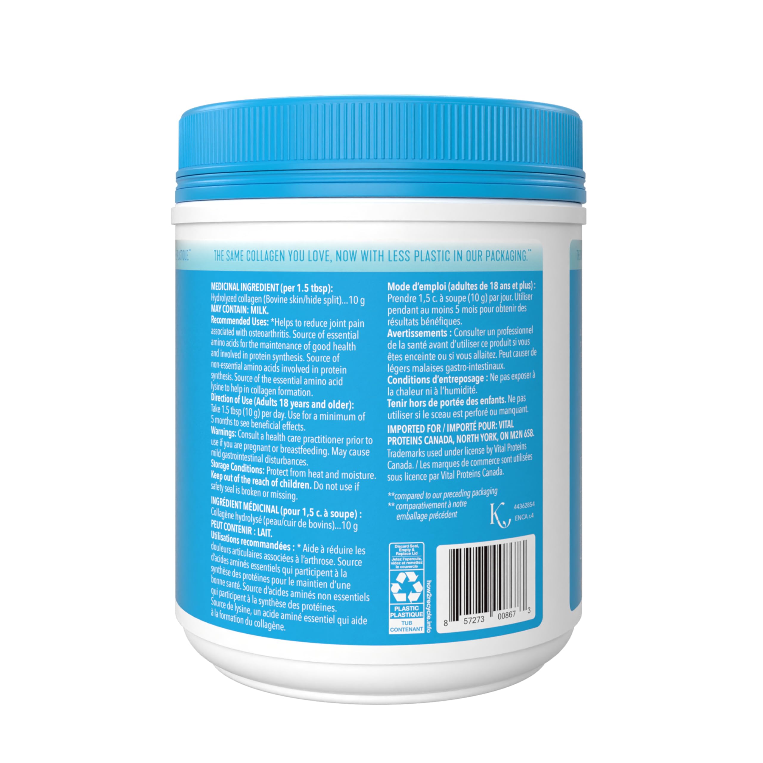Vital Proteins unflavoured collagen peptides on kitchen counter for easy storage