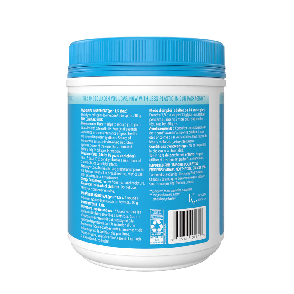 Vital Proteins unflavoured collagen peptides on kitchen counter for easy storage
