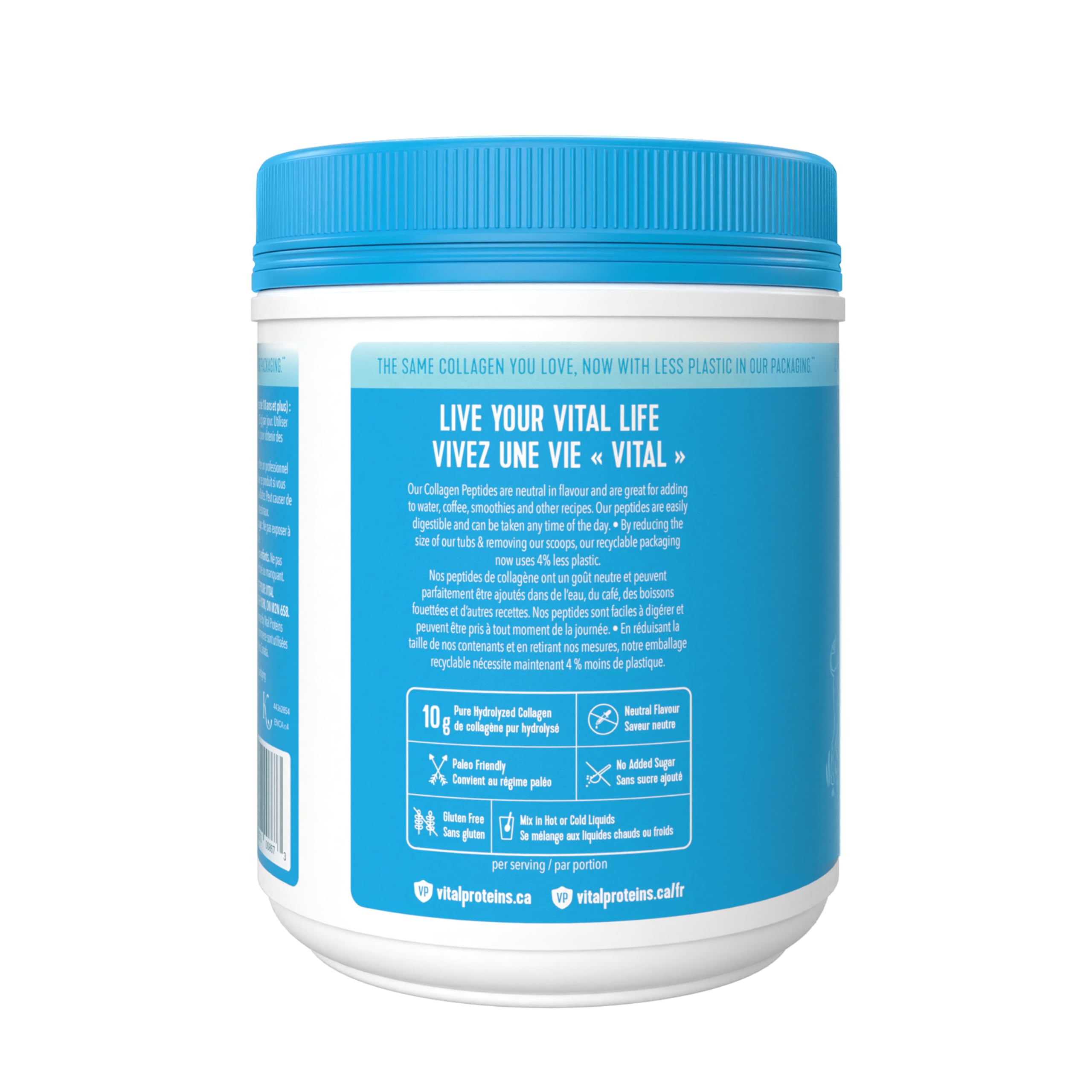 Vital Proteins unflavoured collagen peptides packaging showing 567 g size