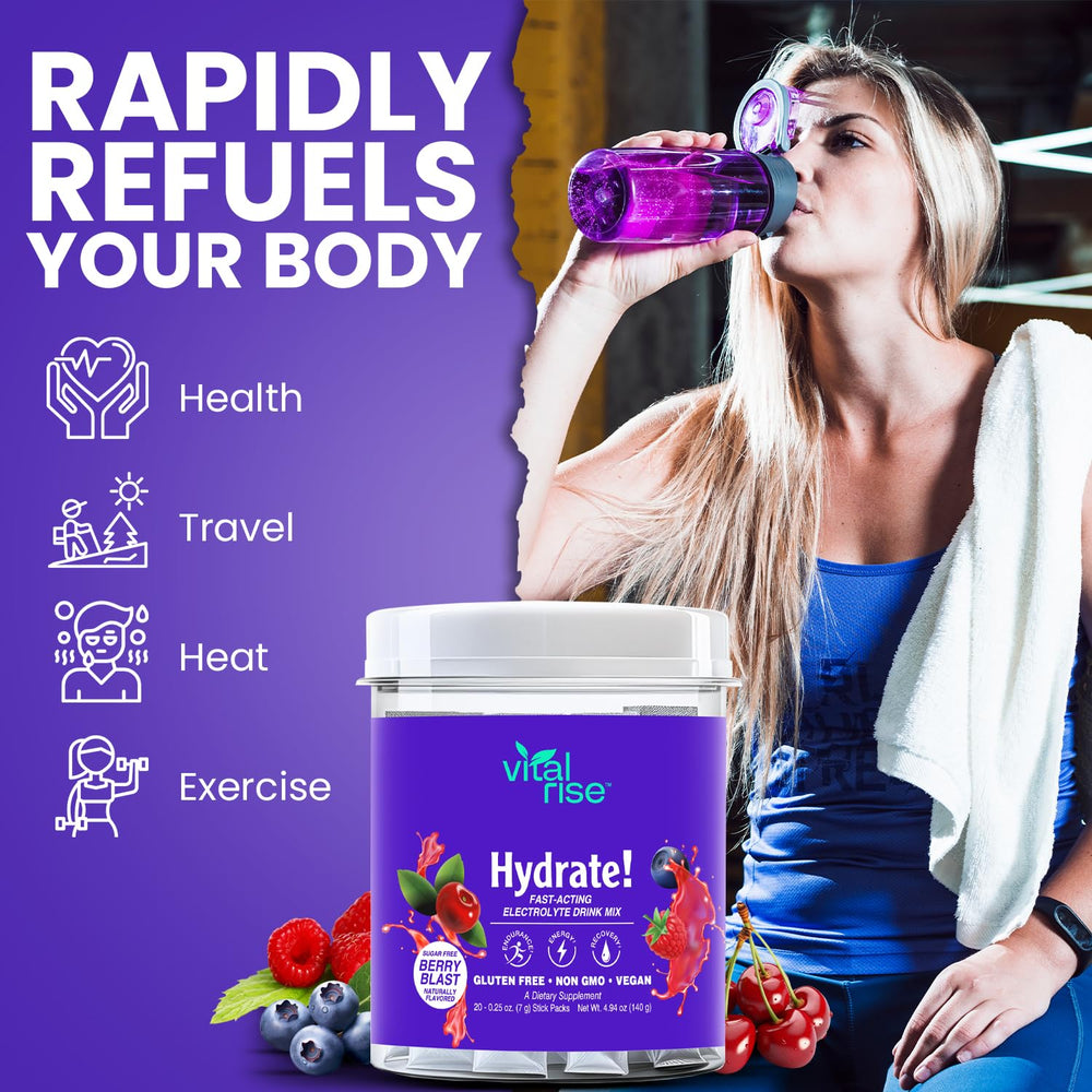 Vital Rise Hydrate Berry Blast 20-servings pack for everyday hydration