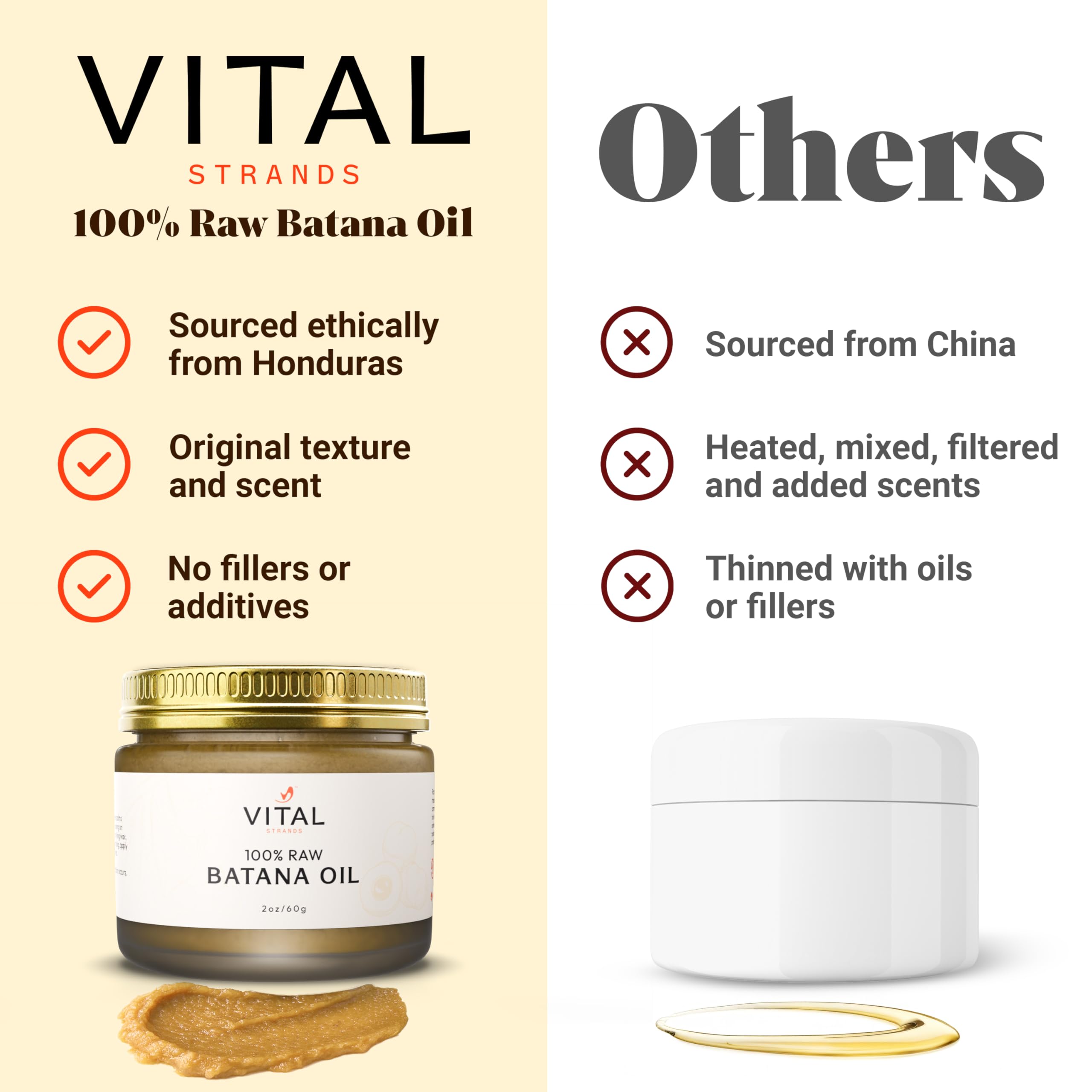 Vital Strands Batana Oil scalp close-up highlights soothing hydration for dry scalps.