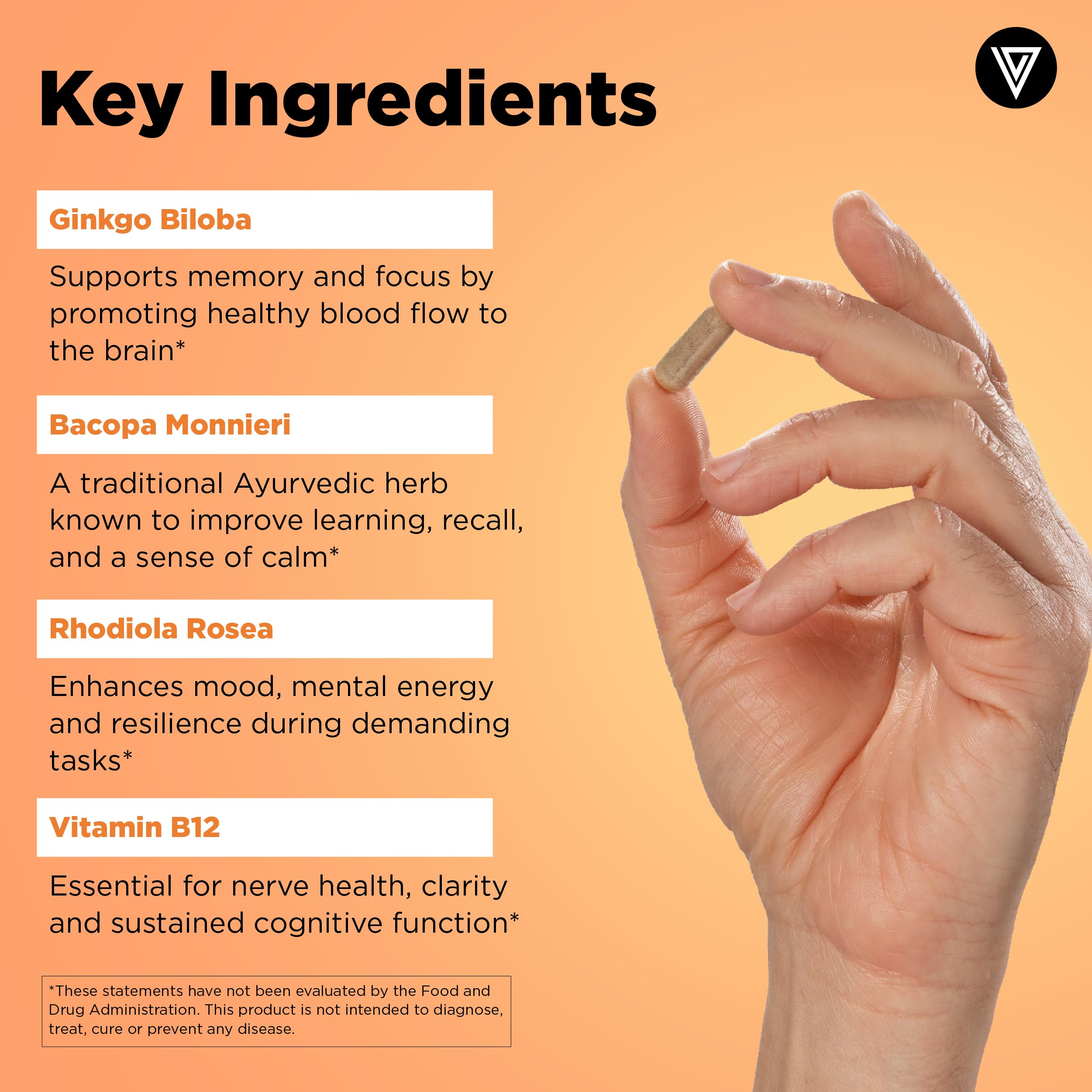 Vital Vitamins USA-made label on brain supplement bottle