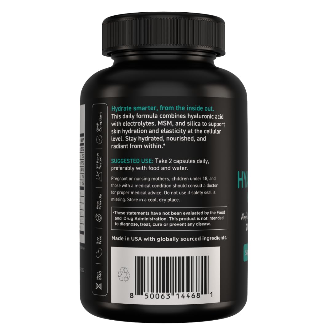 Vital Vitamins Hyaluronic Acid bottle on dresser ready for daily skincare routine.
