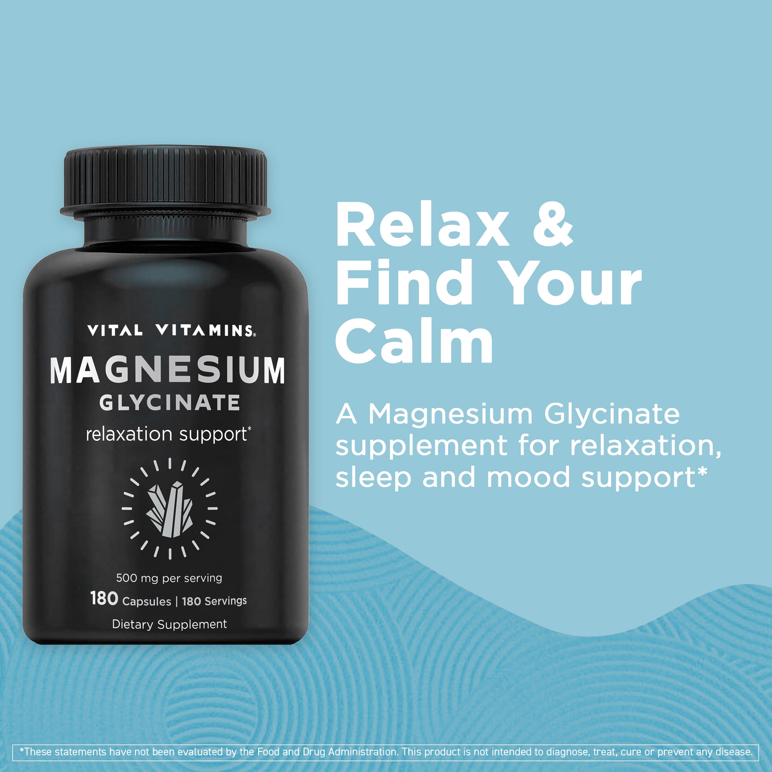 Vital Vitamins Magnesium Glycinate label detail highlights vegan non-GMO purity for daily wellness