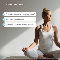 Vital Vitamins Magnesium Glycinate packaging communicates USA-made GMP-certified quality