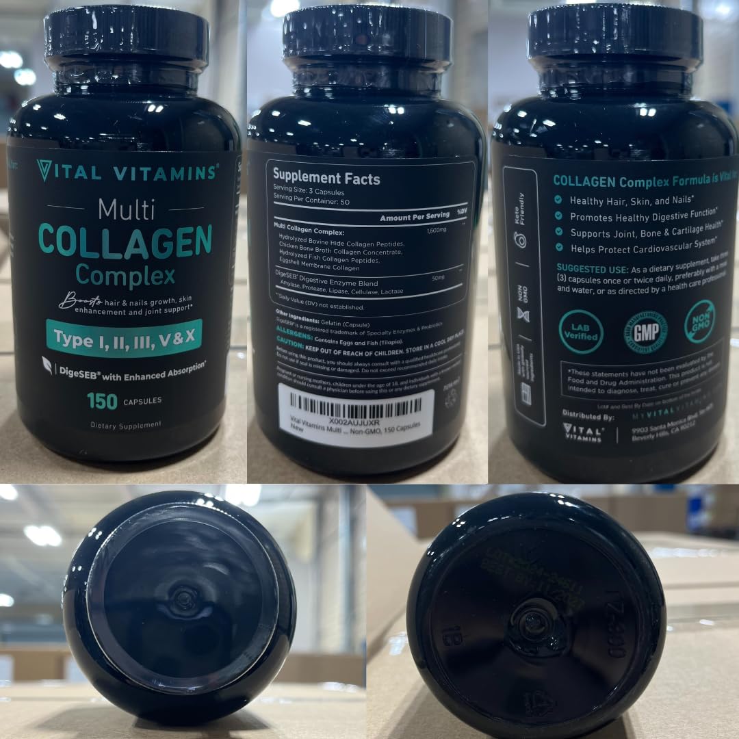 Vital Vitamins Multi Collagen bottle stack communicates a reliable supplement supply.