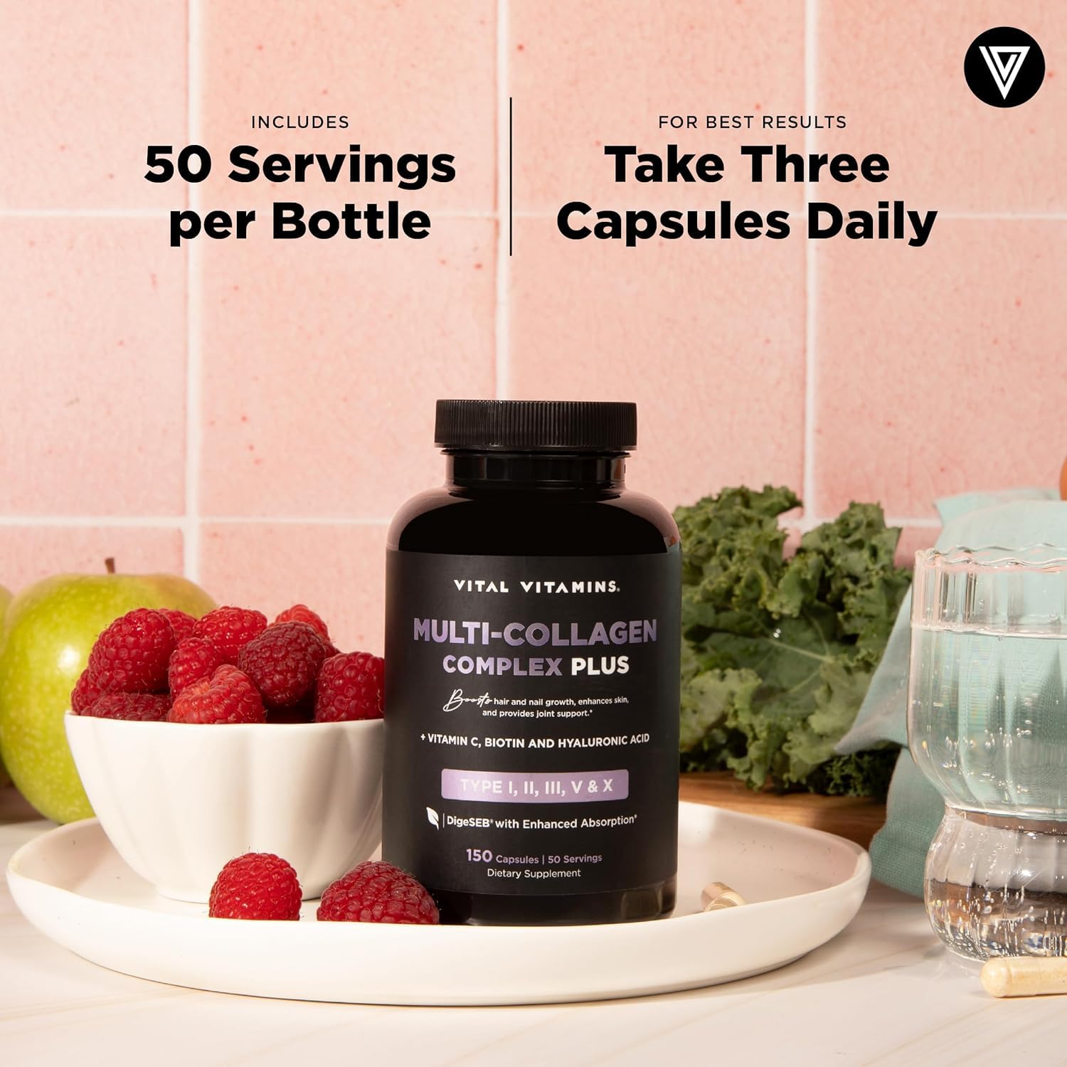 Vital Vitamins Multi Collagen Plus daily routine shot for self-care.