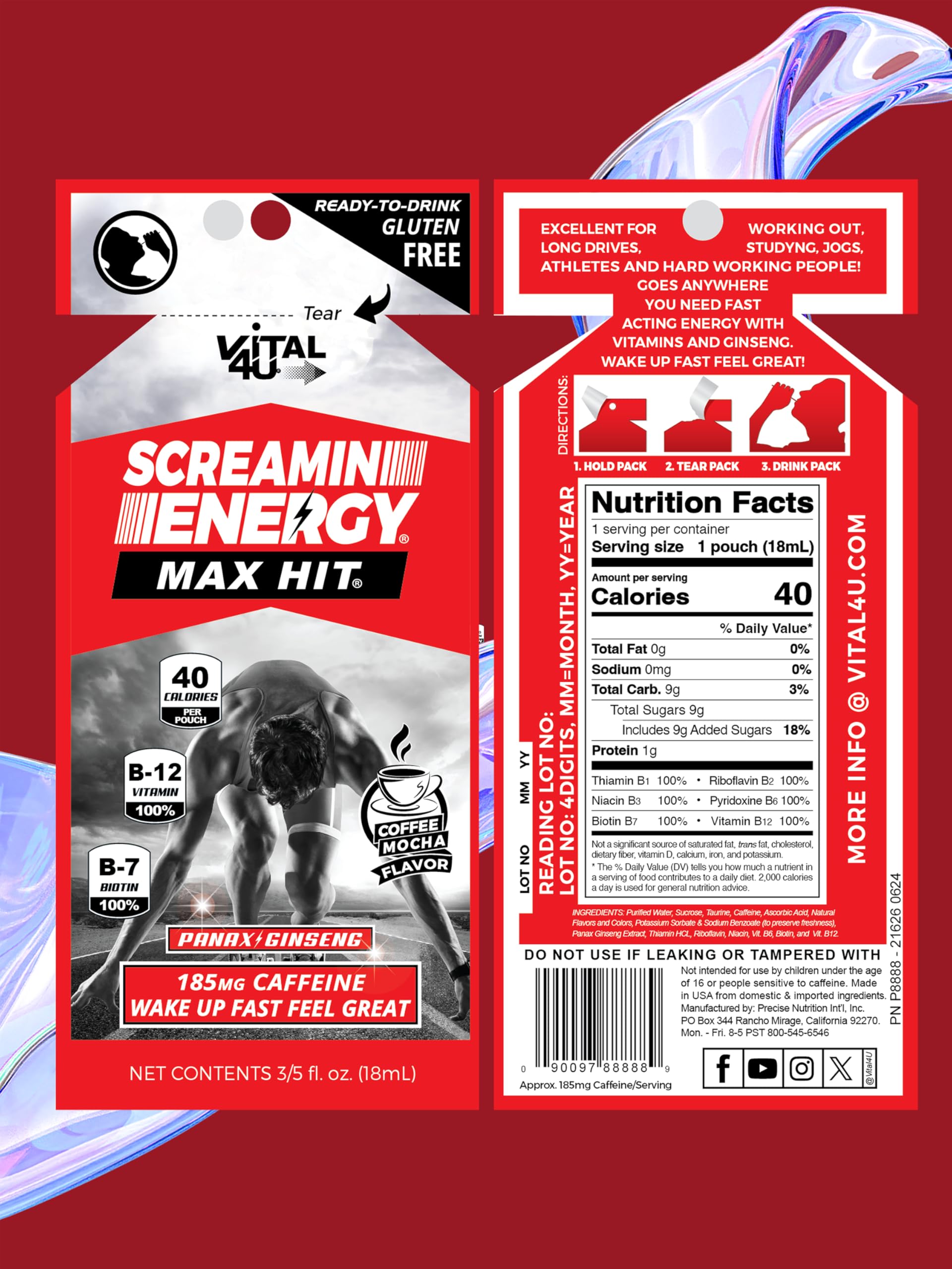 Pack of 24 ready-to-drink energy shots.