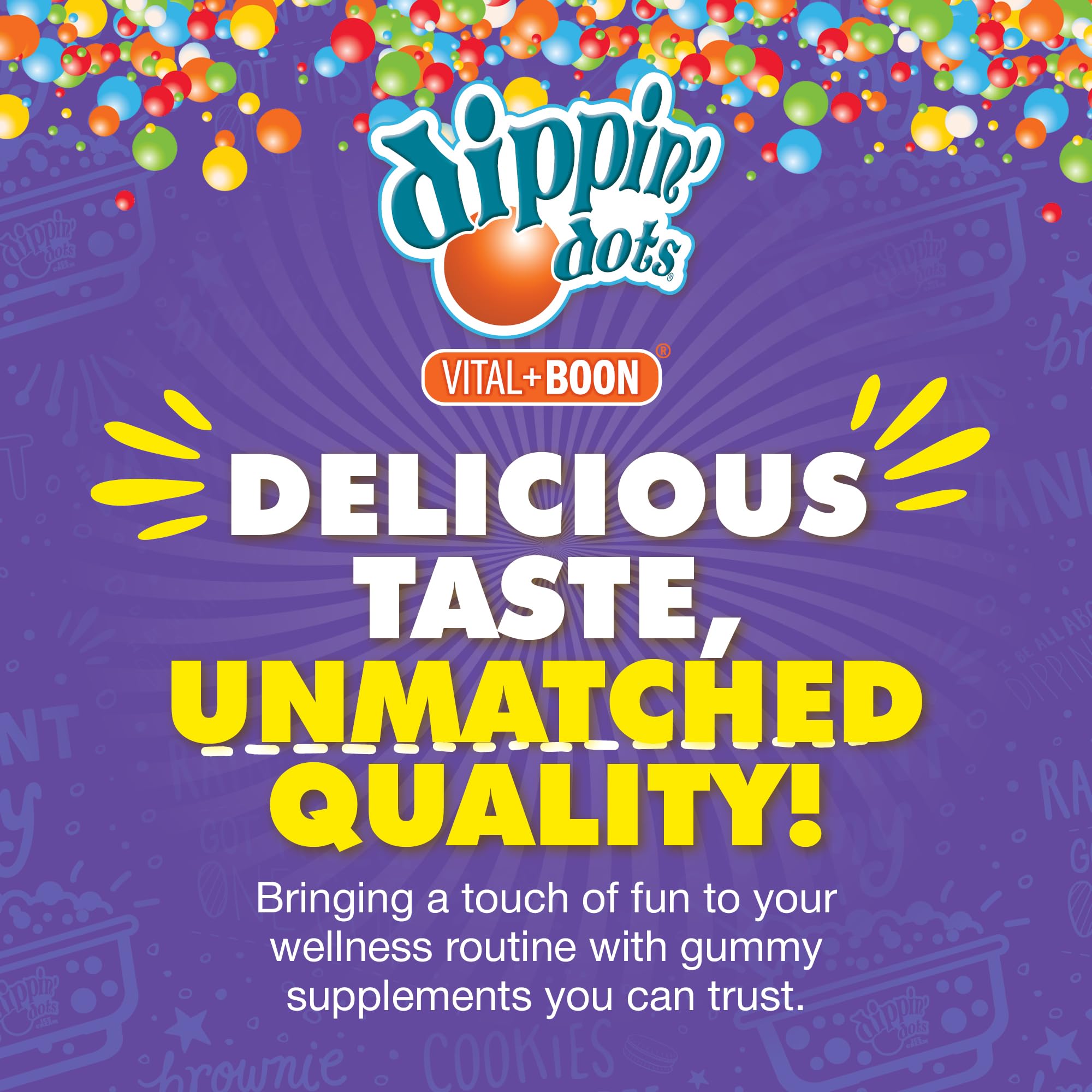 Vital+Boon Dippin' Dots on store shelf, accessible family vitamin option.