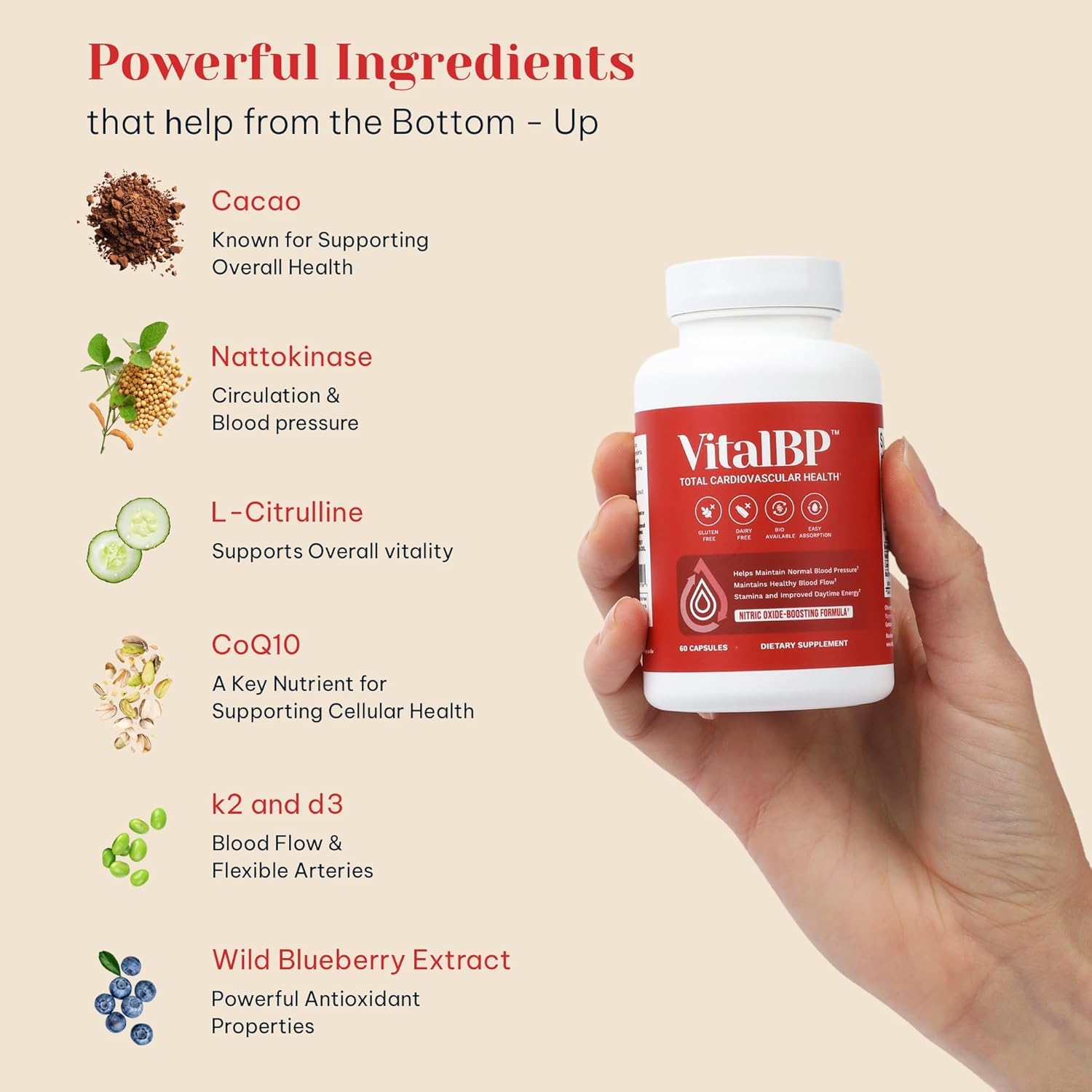 VitalBP L-Citrulline ingredient focus signals nitric oxide support.