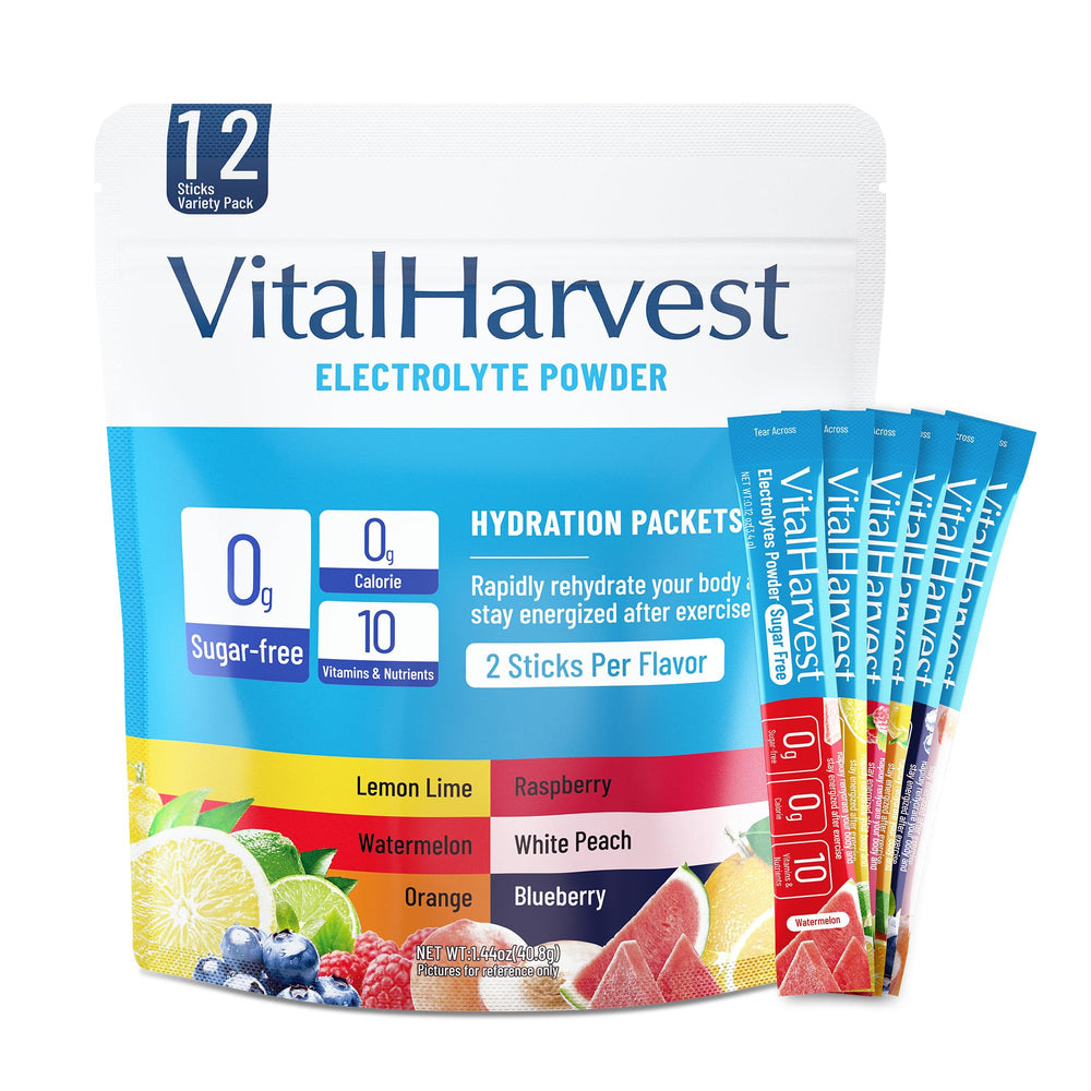 VitalHarvest lemon lime electrolyte packet for on-the-go hydration and quick refreshment