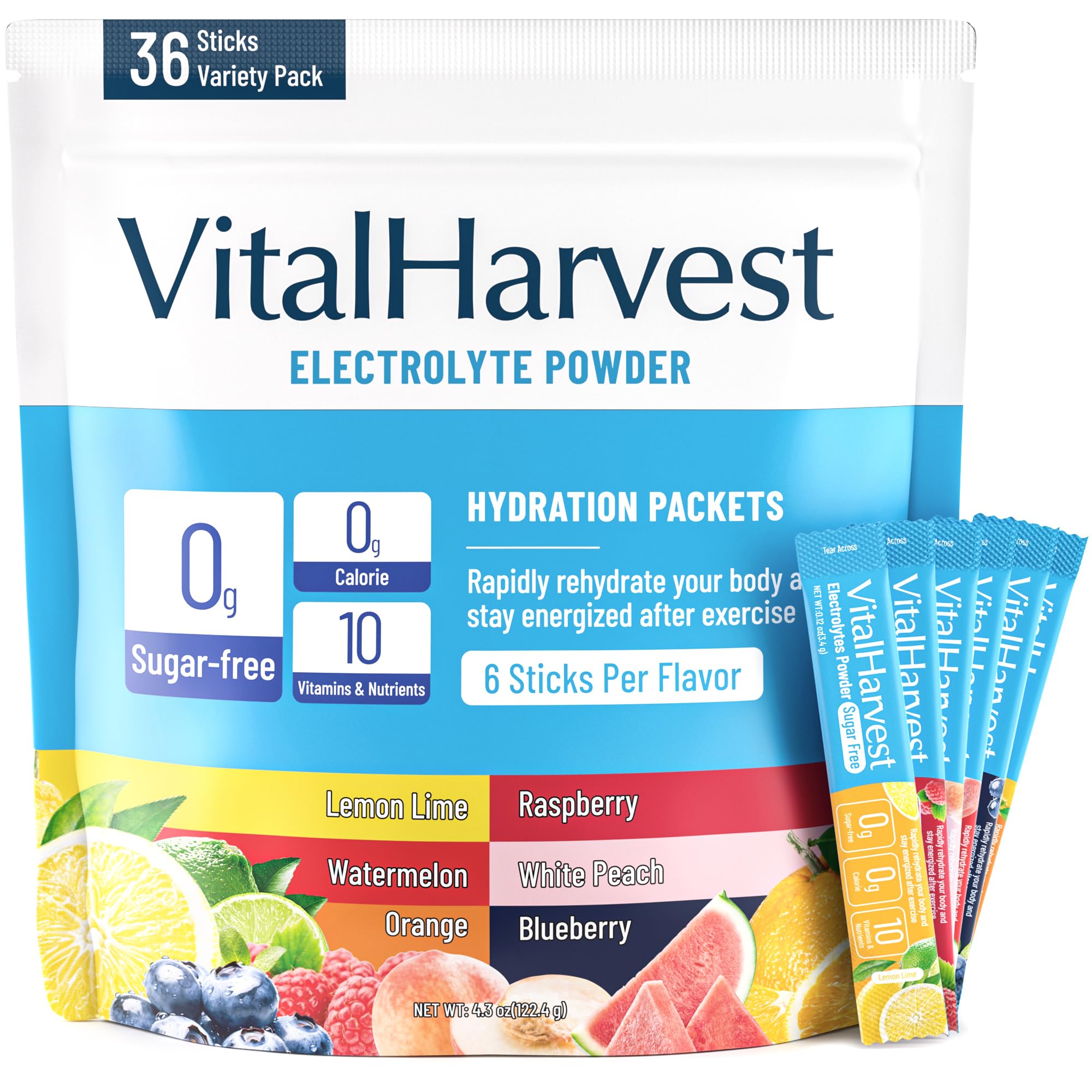 VitalHarvest Lemon Lime 36 Sticks packet for quick hydration and flavor variety