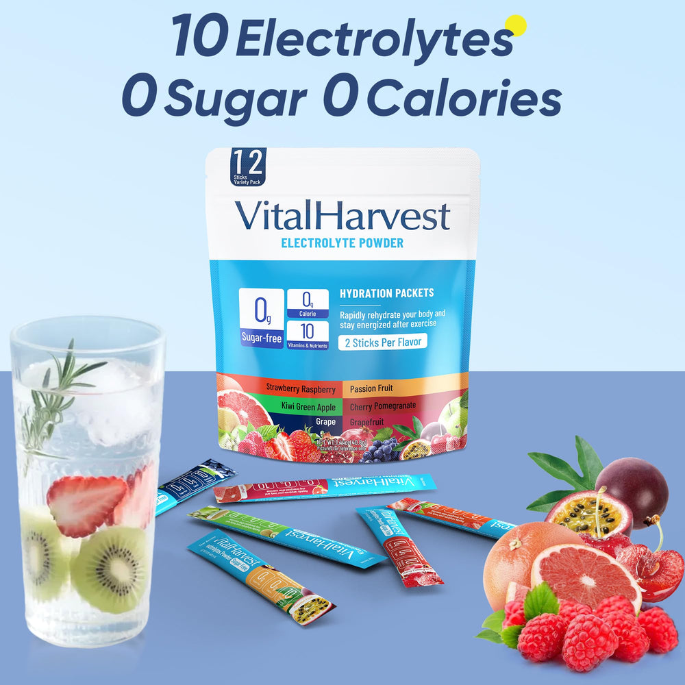 VitalHarvest cherry pomegranate flavor packets for on-the-go energy