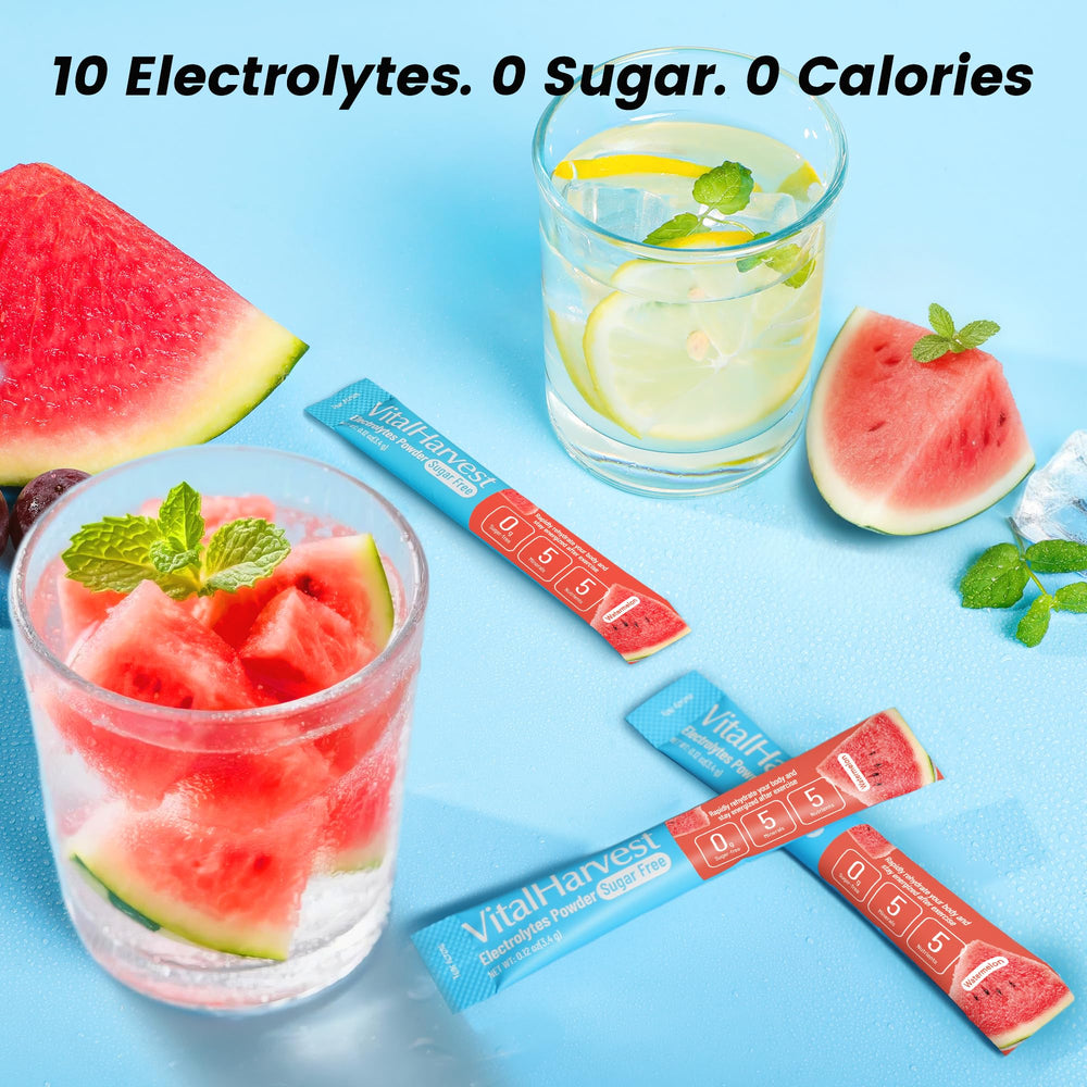 VitalHarvest dissolving packet in glass delivering smooth hydration