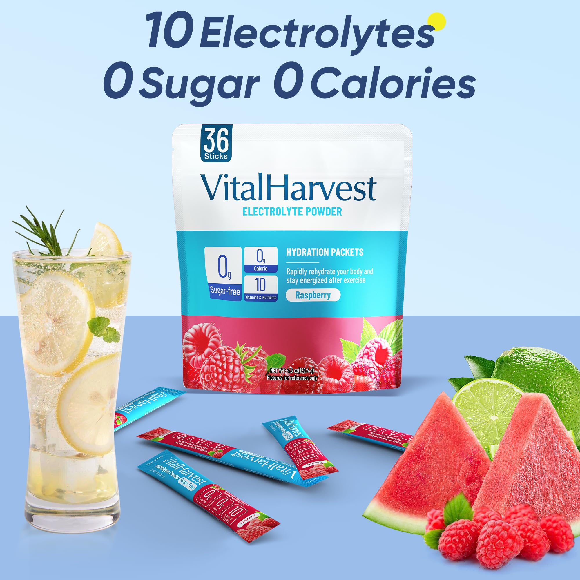 Low-sodium VitalHarvest electrolyte formula supporting balanced hydration.
